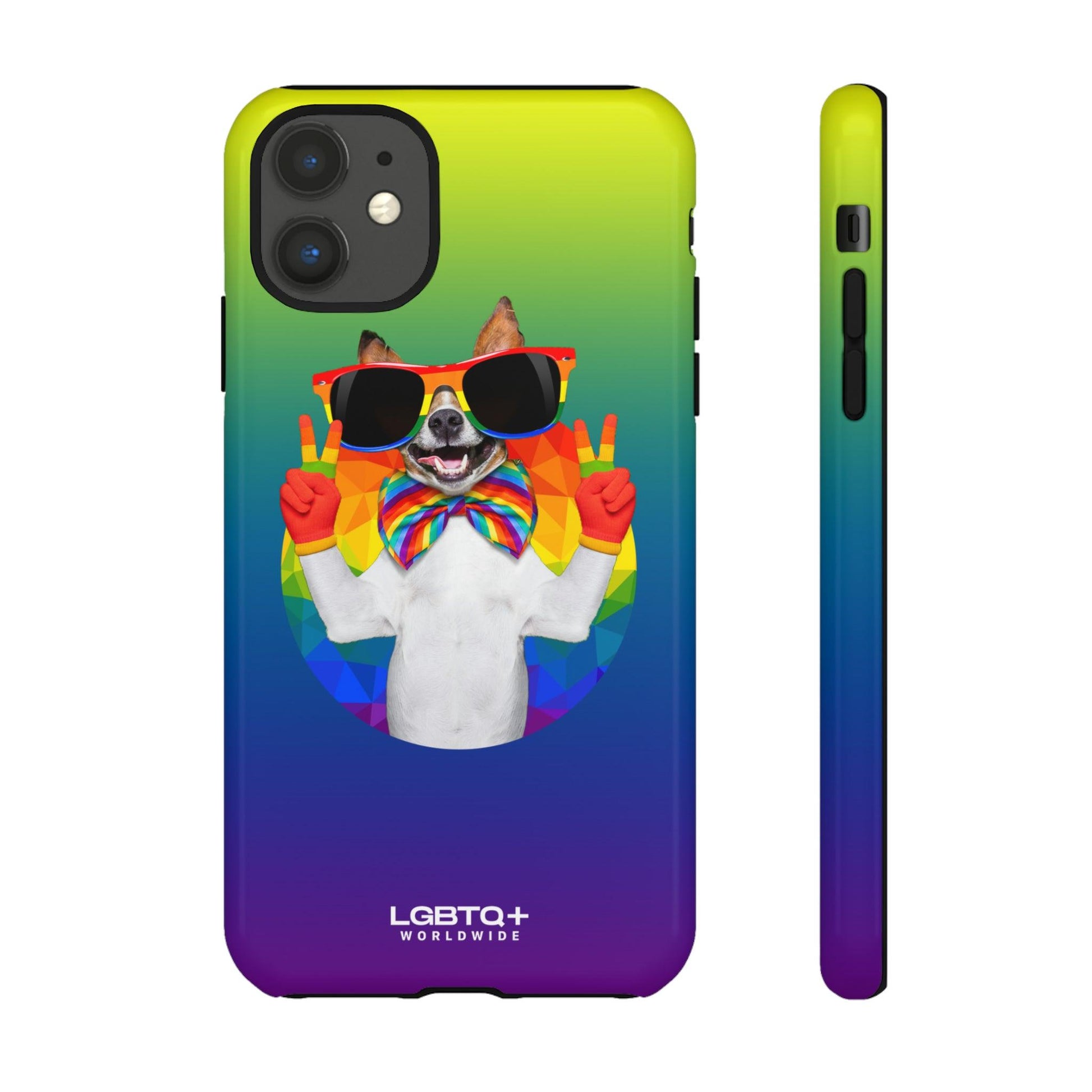 LGBTQWorldwide - ,,GLÜCKLICHER HUND" Doppelgehäuse Handyhülle Accessories, Glossy, iPhone Cases, Matte, Phone accessory, Phone Cases, Samsung Cases, Thermo, Valentine's Day Picks lgbtq Bekleidung Accessoires unisex Zubehör