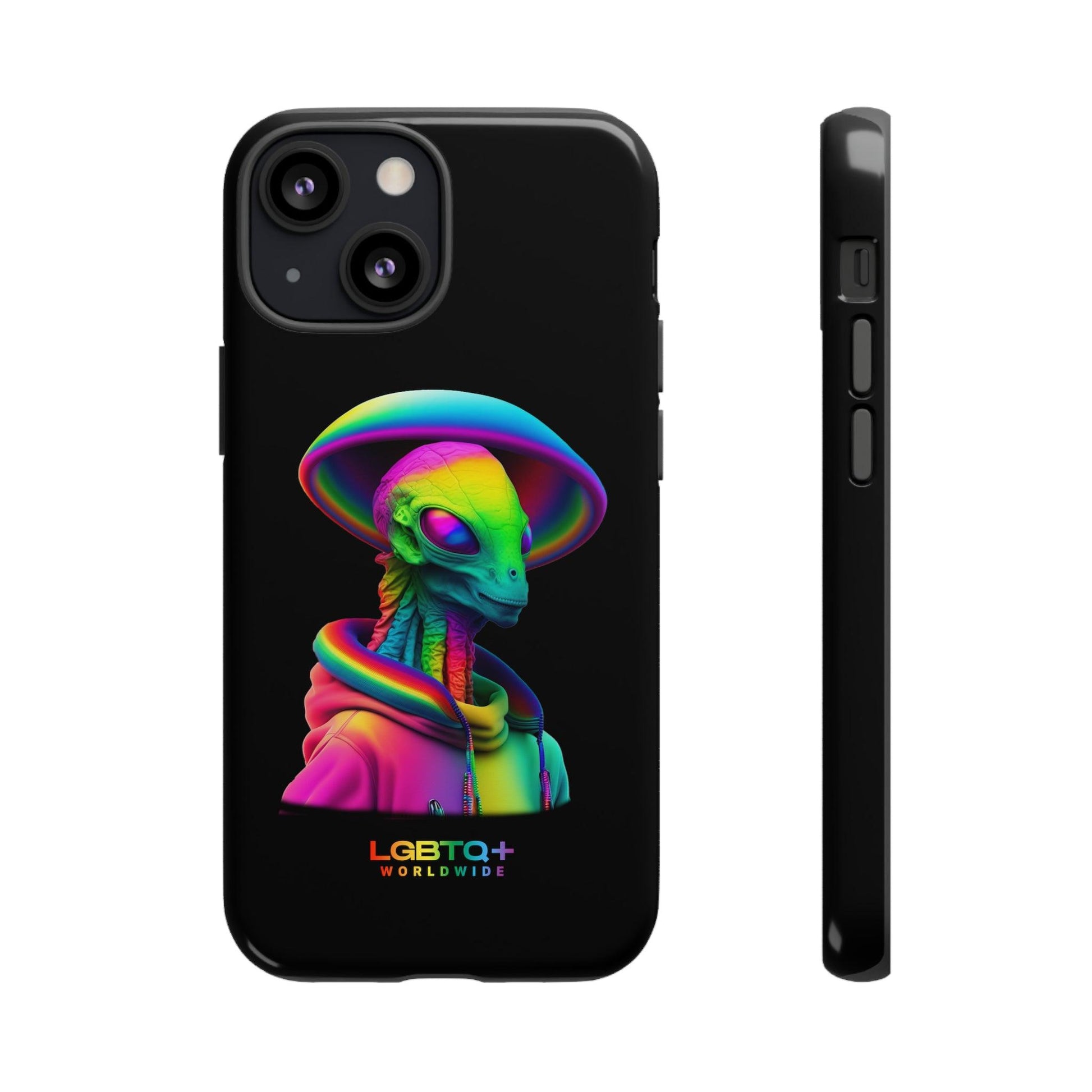 LGBTQWorldwide - ,,GLÜCKLICHES ALIEN" Doppelgehäuse Handyhülle Accessories, Glossy, iPhone Cases, Matte, Phone accessory, Phone Cases, Samsung Cases, tough, Valentine's Day Picks lgbtq Bekleidung Accessoires unisex Zubehör