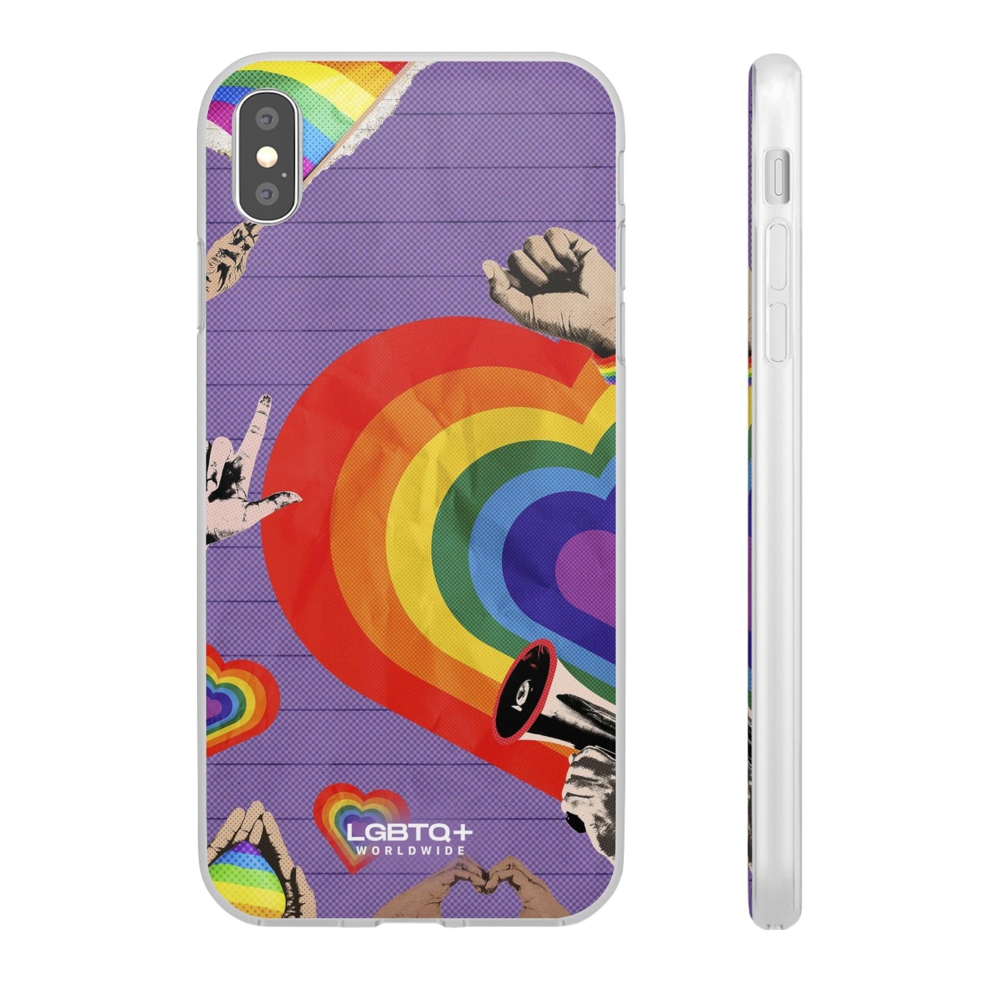 LGBTQWorldwide - ,,REGENBOGEN HERZ" Flexible Handyhülle Accessories, Case, iPhone, iPhone Cases, Phone accessory, Phone Cases, Samsung Cases, silikon, Valentine's Day promotion lgbtq Bekleidung Accessoires unisex Zubehör