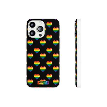 LGBTQWorldwide - ,,RETRO HERZ" Flexible Handyhülle Accessories, Case, iPhone, iPhone Cases, Phone accessory, Phone Cases, Samsung Cases, silikon, Valentine's Day promotion lgbtq Bekleidung Accessoires unisex Zubehör