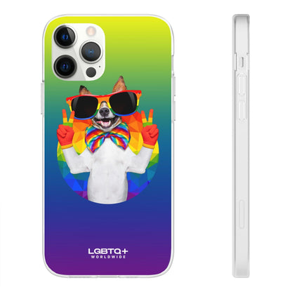 LGBTQWorldwide - ,,GLÜCKLICHER HUND" Flexible Handyhülle Accessories, Case, iPhone, iPhone Cases, Phone accessory, Phone Cases, Samsung Cases, silikon, Valentine's Day promotion lgbtq Bekleidung Accessoires unisex Zubehör