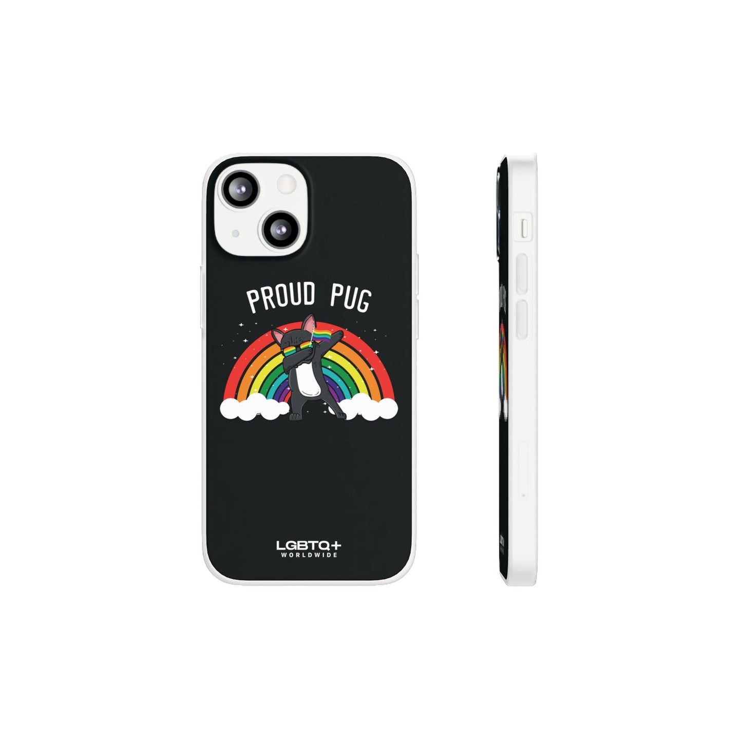 LGBTQWorldwide - ,,PROUD PUG" Flexible Handyhülle Accessories, Case, iPhone, iPhone Cases, Phone accessory, Phone Cases, Samsung Cases, silikon, Valentine's Day promotion lgbtq Bekleidung Accessoires unisex Zubehör