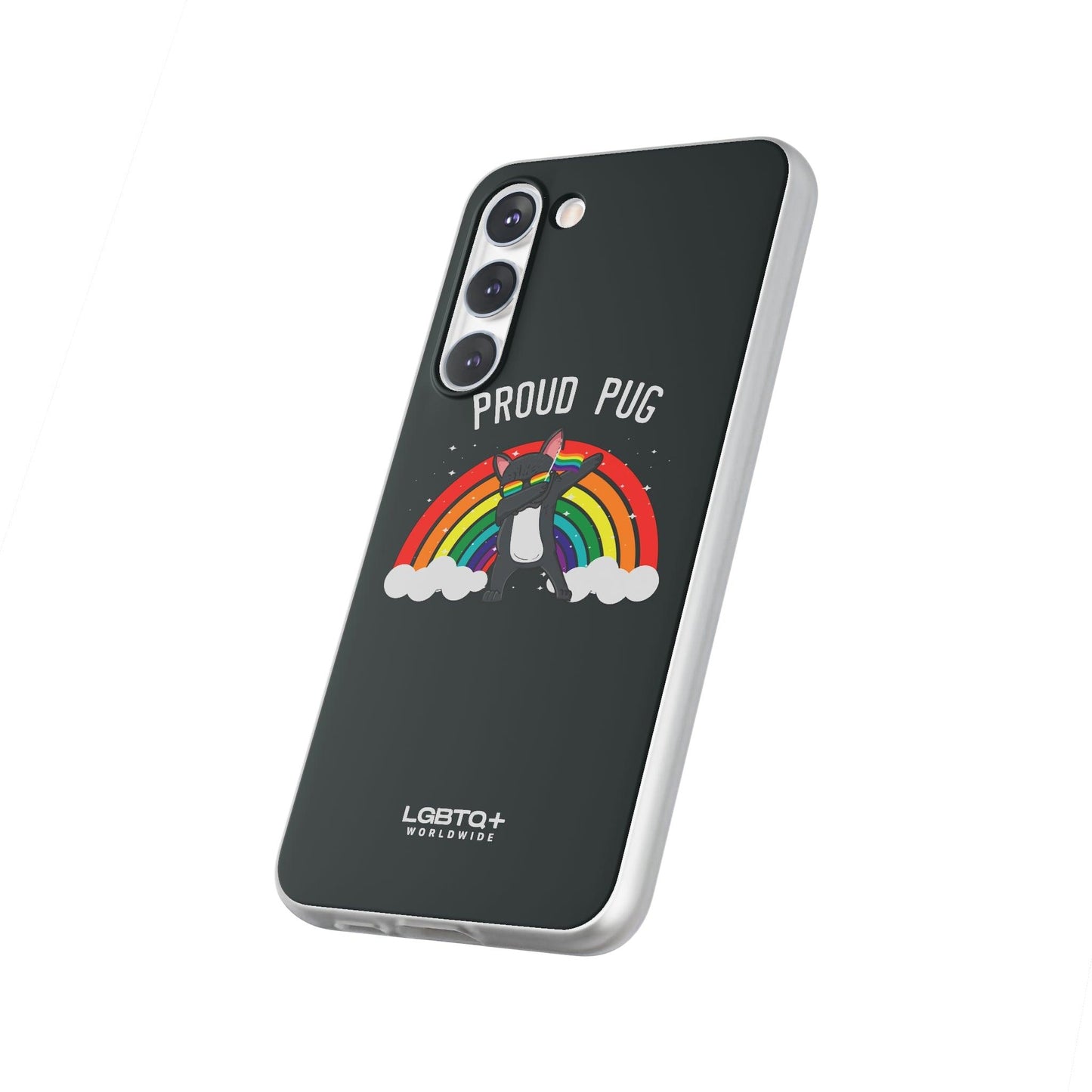 LGBTQWorldwide - ,,PROUD PUG" Flexible Handyhülle Accessories, Case, iPhone, iPhone Cases, Phone accessory, Phone Cases, Samsung Cases, silikon, Valentine's Day promotion lgbtq Bekleidung Accessoires unisex Zubehör