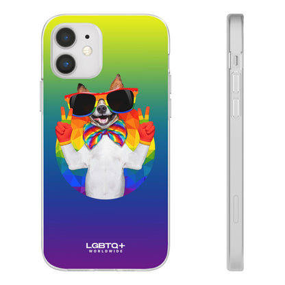 LGBTQWorldwide - ,,GLÜCKLICHER HUND" Flexible Handyhülle Accessories, Case, iPhone, iPhone Cases, Phone accessory, Phone Cases, Samsung Cases, silikon, Valentine's Day promotion lgbtq Bekleidung Accessoires unisex Zubehör