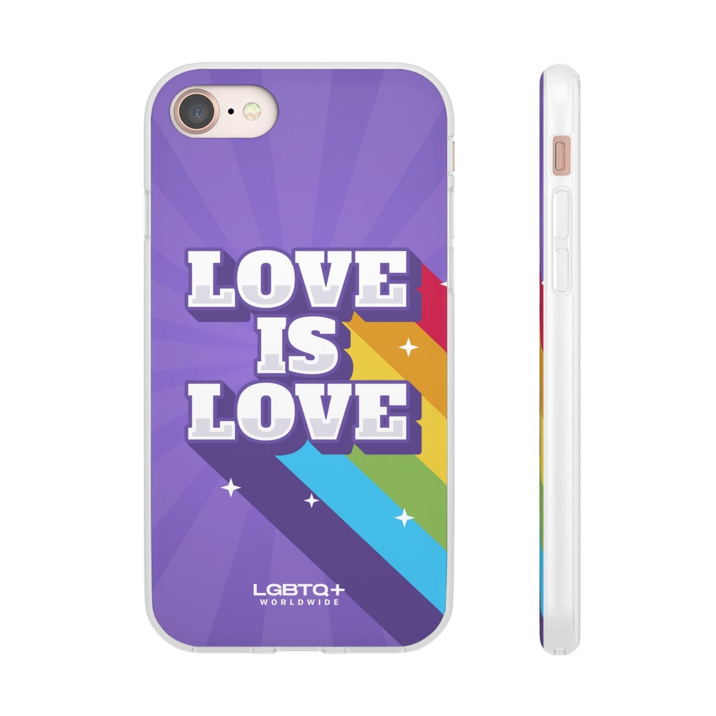 LGBTQWorldwide - ,,LOVE IS LOVE" Flexible Handyhülle Accessories, Case, iPhone, iPhone Cases, Phone accessory, Phone Cases, Samsung Cases, silikon, Valentine's Day promotion lgbtq Bekleidung Accessoires unisex Zubehör