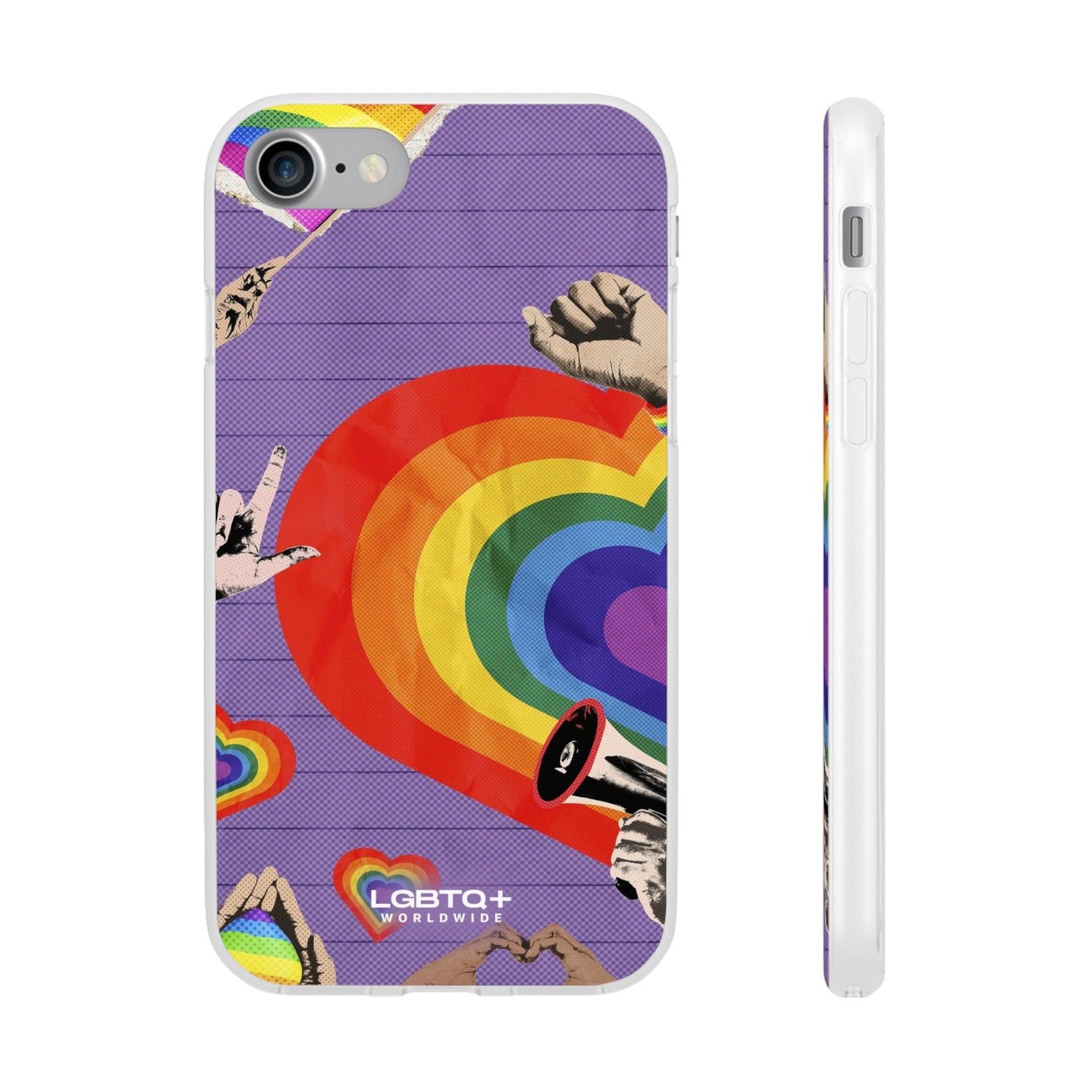 LGBTQWorldwide - ,,REGENBOGEN HERZ" Flexible Handyhülle Accessories, Case, iPhone, iPhone Cases, Phone accessory, Phone Cases, Samsung Cases, silikon, Valentine's Day promotion lgbtq Bekleidung Accessoires unisex Zubehör