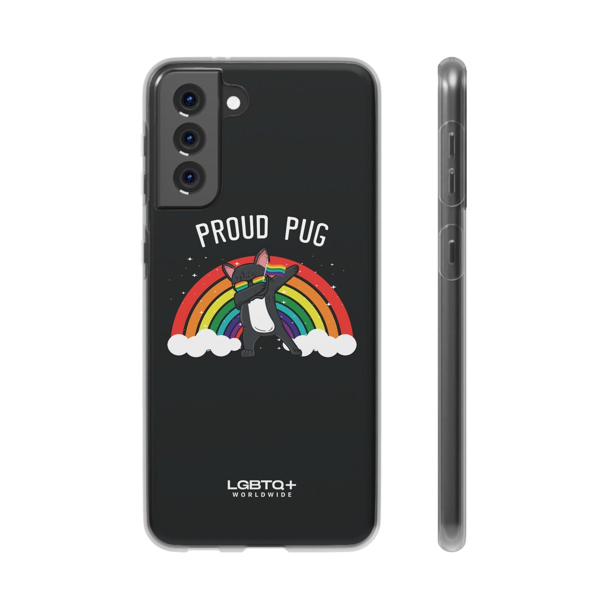 LGBTQWorldwide - ,,PROUD PUG" Flexible Handyhülle Accessories, Case, iPhone, iPhone Cases, Phone accessory, Phone Cases, Samsung Cases, silikon, Valentine's Day promotion lgbtq Bekleidung Accessoires unisex Zubehör