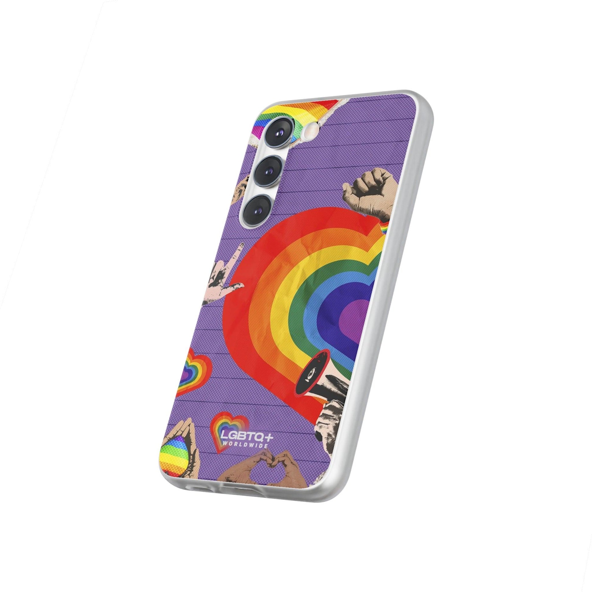 LGBTQWorldwide - ,,REGENBOGEN HERZ" Flexible Handyhülle Accessories, Case, iPhone, iPhone Cases, Phone accessory, Phone Cases, Samsung Cases, silikon, Valentine's Day promotion lgbtq Bekleidung Accessoires unisex Zubehör