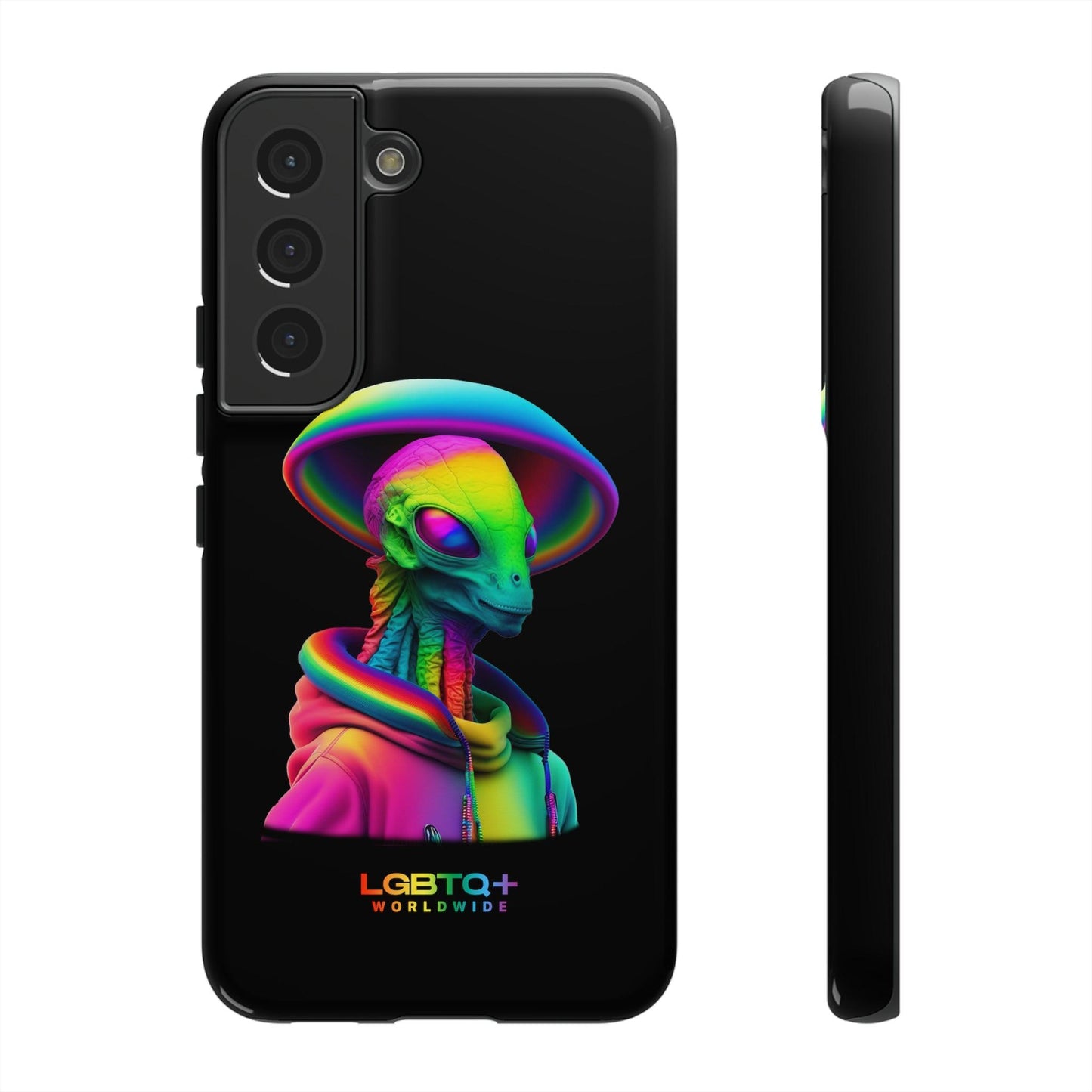 LGBTQWorldwide - ,,GLÜCKLICHES ALIEN" Doppelgehäuse Handyhülle Accessories, Glossy, iPhone Cases, Matte, Phone accessory, Phone Cases, Samsung Cases, tough, Valentine's Day Picks lgbtq Bekleidung Accessoires unisex Zubehör