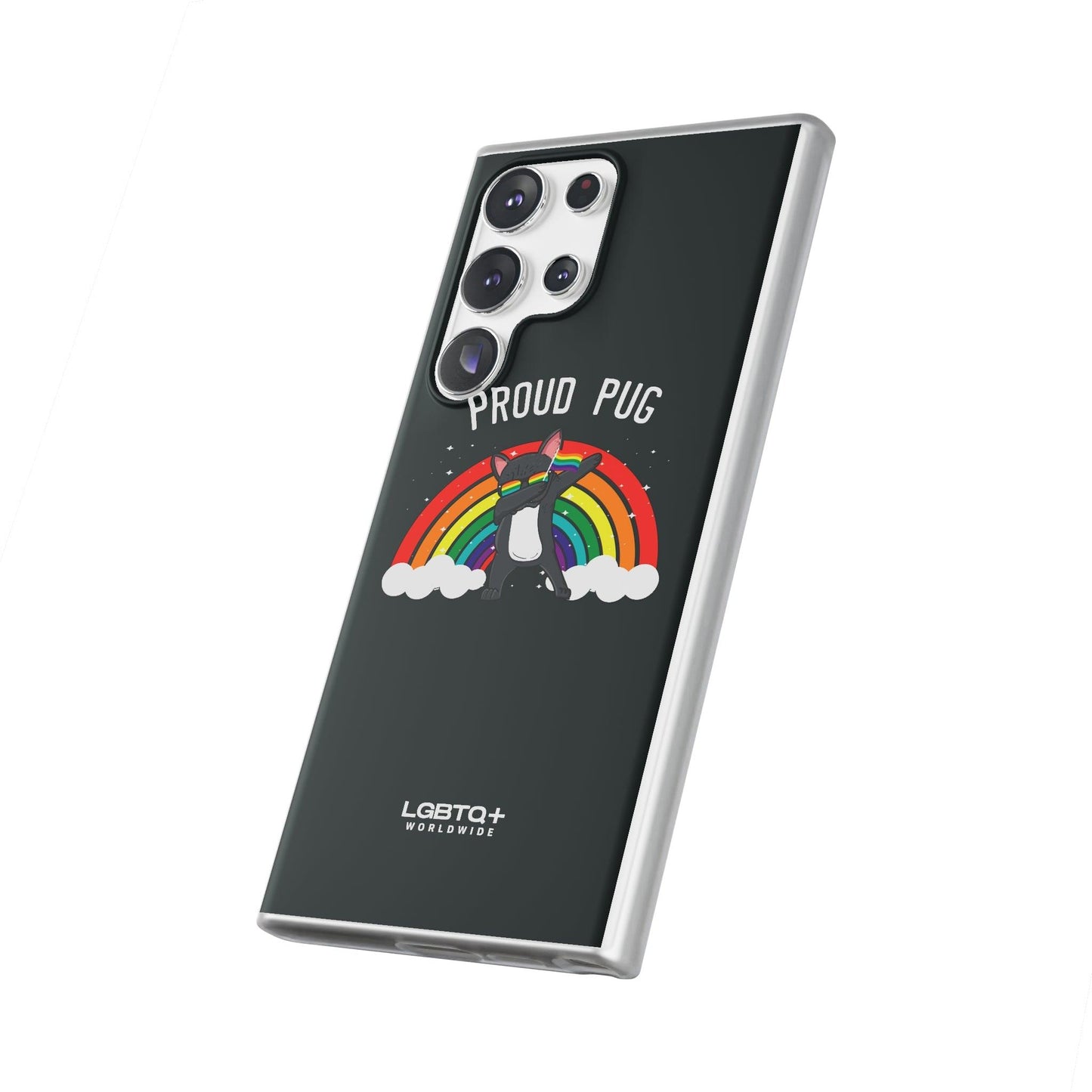 LGBTQWorldwide - ,,PROUD PUG" Flexible Handyhülle Accessories, Case, iPhone, iPhone Cases, Phone accessory, Phone Cases, Samsung Cases, silikon, Valentine's Day promotion lgbtq Bekleidung Accessoires unisex Zubehör