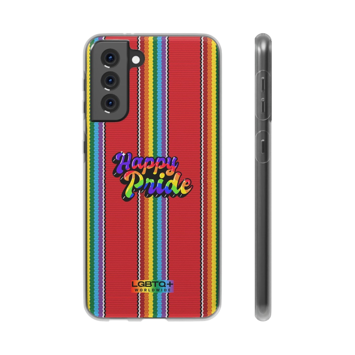 LGBTQWorldwide - ,,HAPPY PRIDE" Flexible Handyhülle Accessories, Case, iPhone, iPhone Cases, Phone accessory, Phone Cases, Samsung Cases, silikon, Valentine's Day promotion lgbtq Bekleidung Accessoires unisex Zubehör