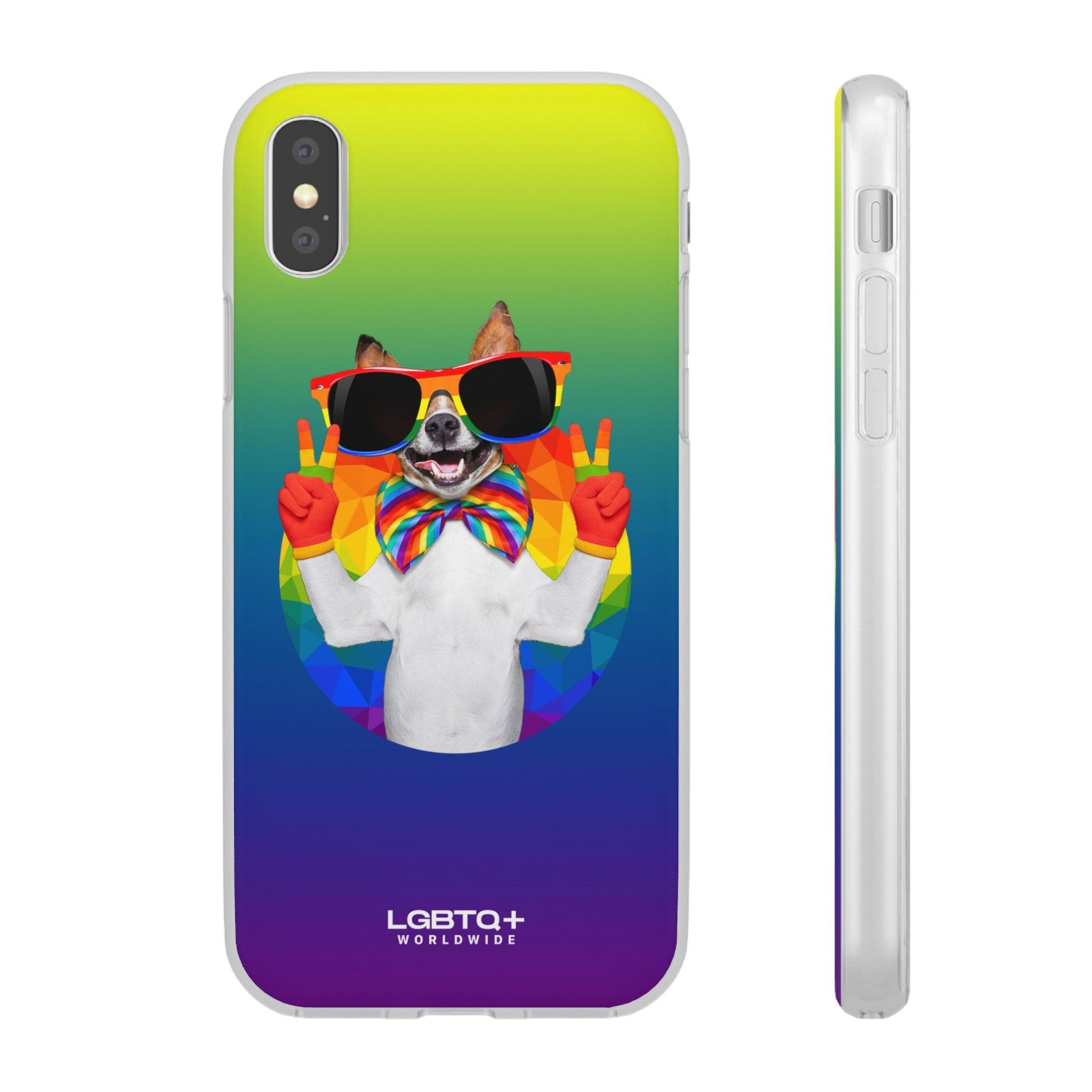 LGBTQWorldwide - ,,GLÜCKLICHER HUND" Flexible Handyhülle Accessories, Case, iPhone, iPhone Cases, Phone accessory, Phone Cases, Samsung Cases, silikon, Valentine's Day promotion lgbtq Bekleidung Accessoires unisex Zubehör