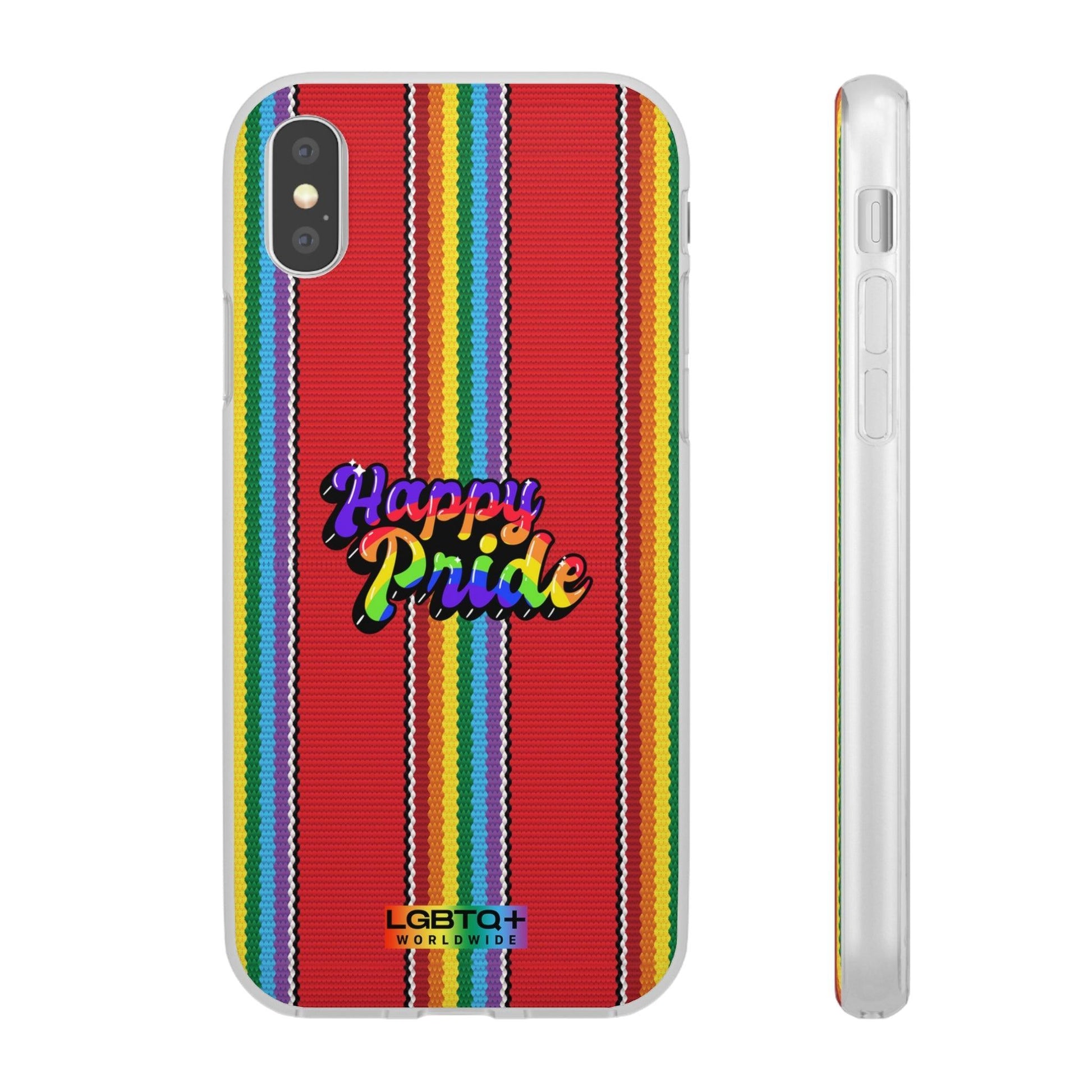 LGBTQWorldwide - ,,HAPPY PRIDE" Flexible Handyhülle Accessories, Case, iPhone, iPhone Cases, Phone accessory, Phone Cases, Samsung Cases, silikon, Valentine's Day promotion lgbtq Bekleidung Accessoires unisex Zubehör