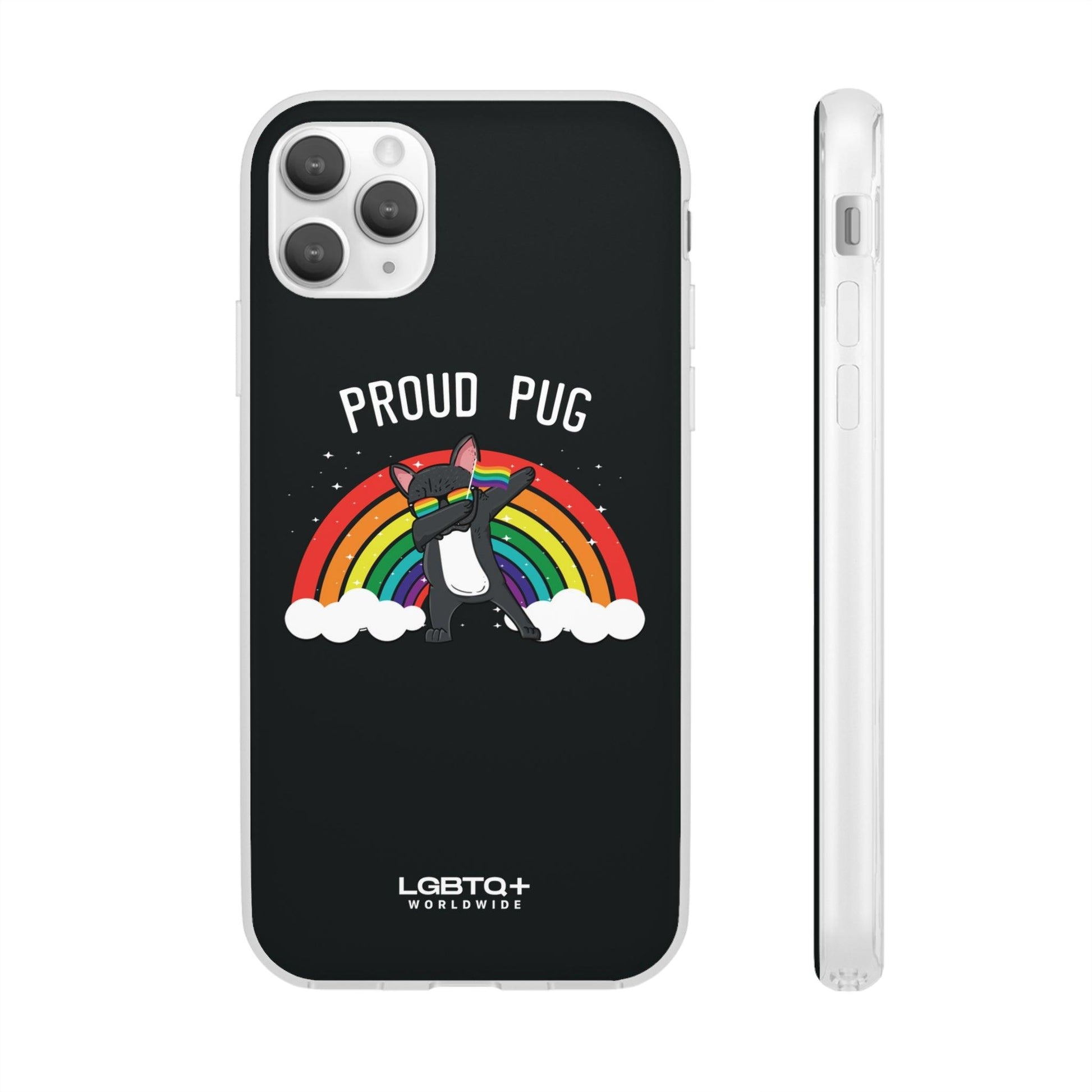 LGBTQWorldwide - ,,PROUD PUG" Flexible Handyhülle Accessories, Case, iPhone, iPhone Cases, Phone accessory, Phone Cases, Samsung Cases, silikon, Valentine's Day promotion lgbtq Bekleidung Accessoires unisex Zubehör