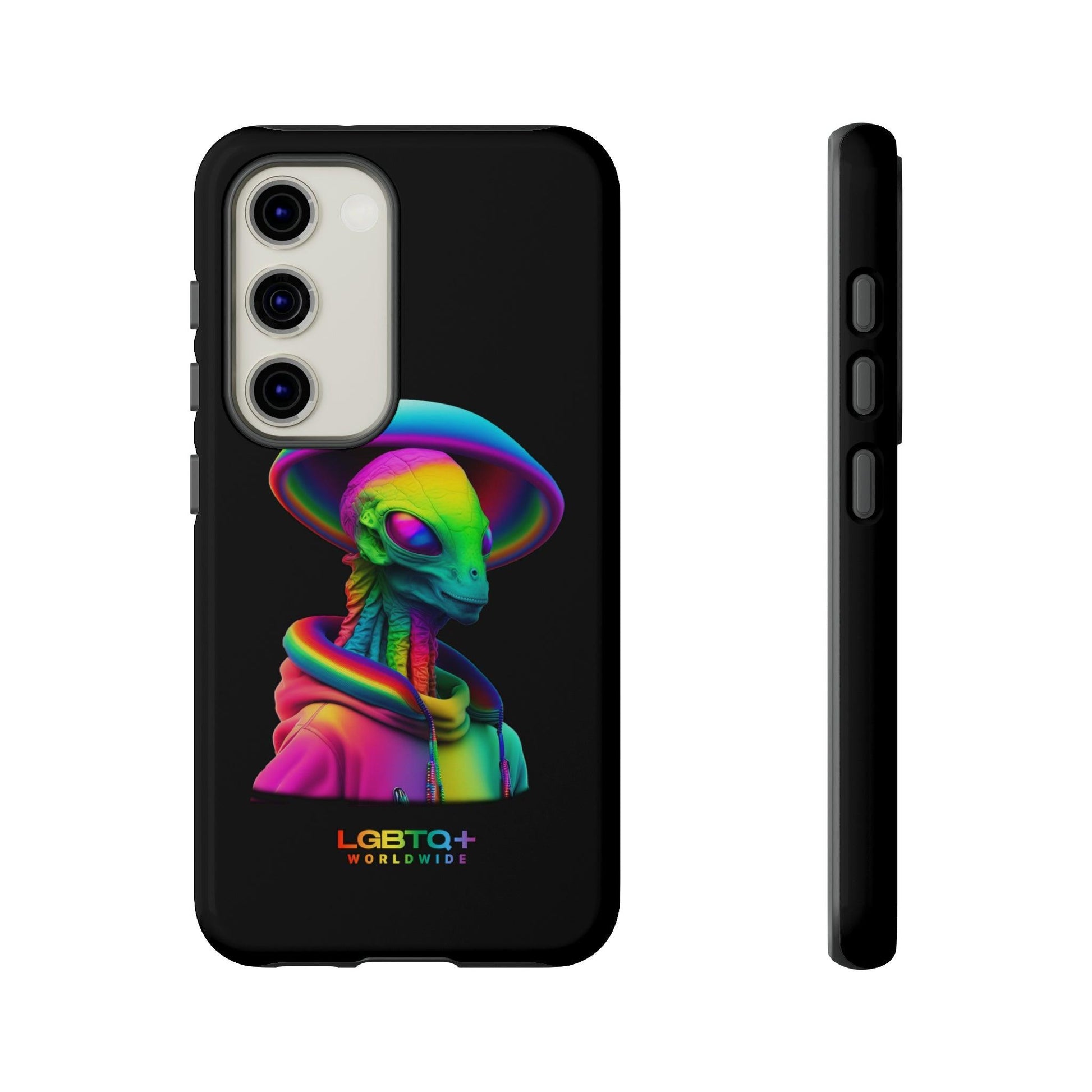 LGBTQWorldwide - ,,GLÜCKLICHES ALIEN" Doppelgehäuse Handyhülle Accessories, Glossy, iPhone Cases, Matte, Phone accessory, Phone Cases, Samsung Cases, tough, Valentine's Day Picks lgbtq Bekleidung Accessoires unisex Zubehör