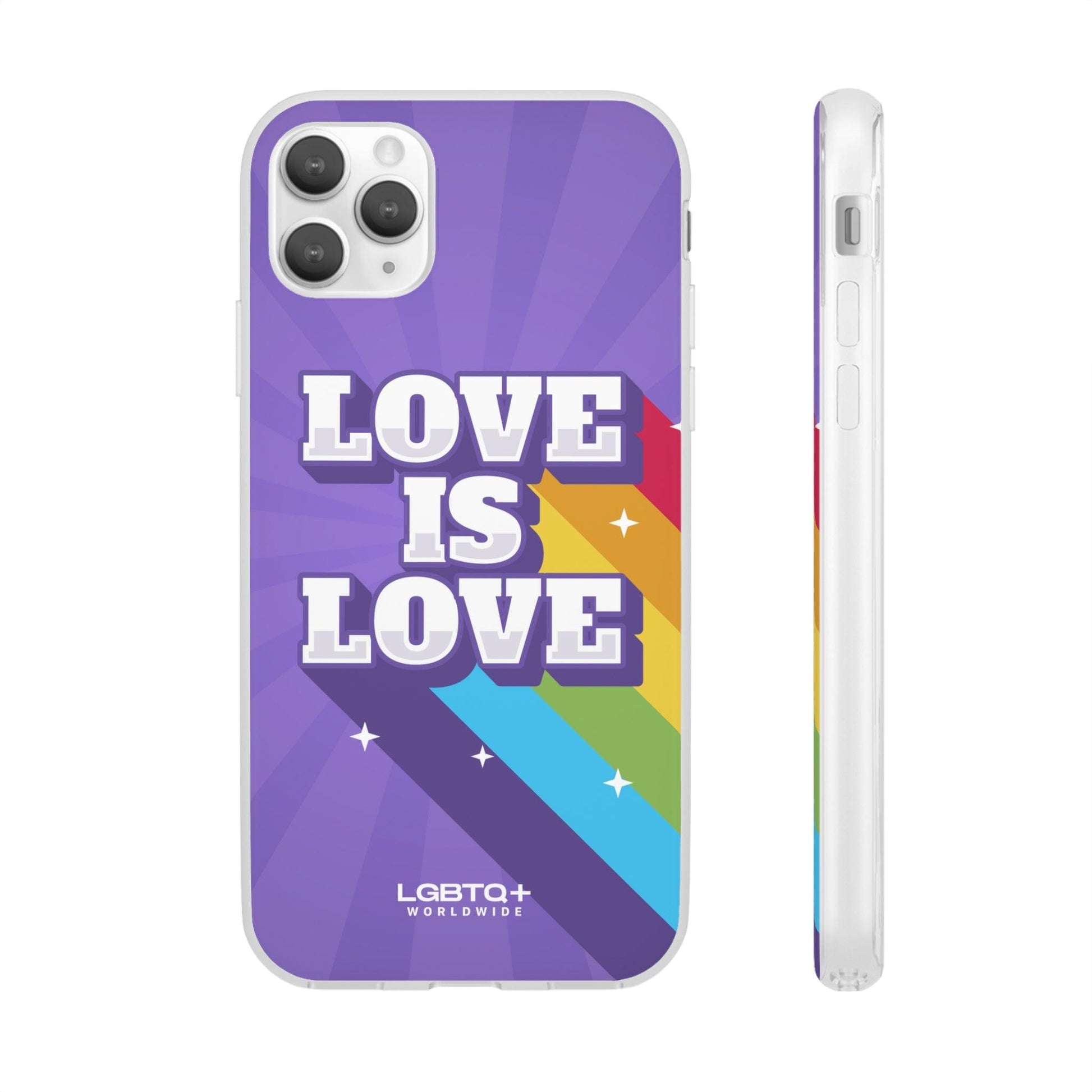 LGBTQWorldwide - ,,LOVE IS LOVE" Flexible Handyhülle Accessories, Case, iPhone, iPhone Cases, Phone accessory, Phone Cases, Samsung Cases, silikon, Valentine's Day promotion lgbtq Bekleidung Accessoires unisex Zubehör