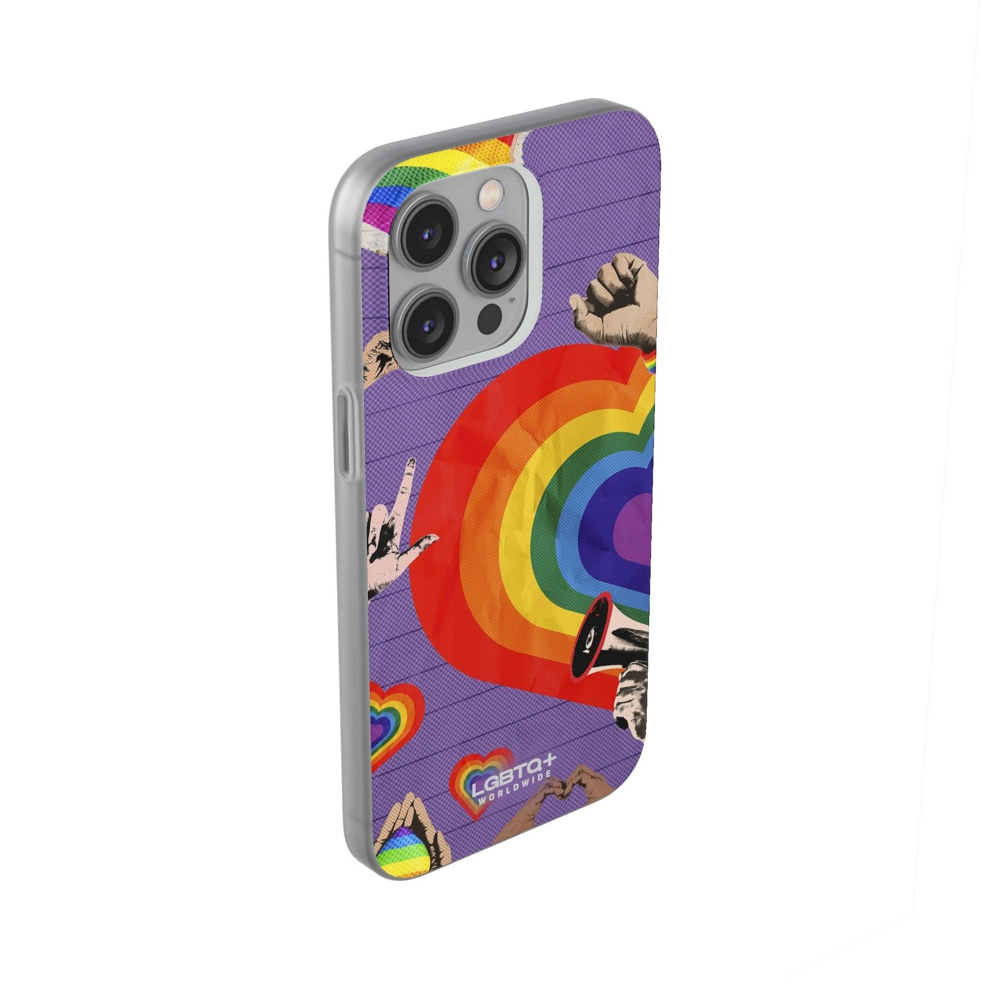 LGBTQWorldwide - ,,REGENBOGEN HERZ" Flexible Handyhülle Accessories, Case, iPhone, iPhone Cases, Phone accessory, Phone Cases, Samsung Cases, silikon, Valentine's Day promotion lgbtq Bekleidung Accessoires unisex Zubehör