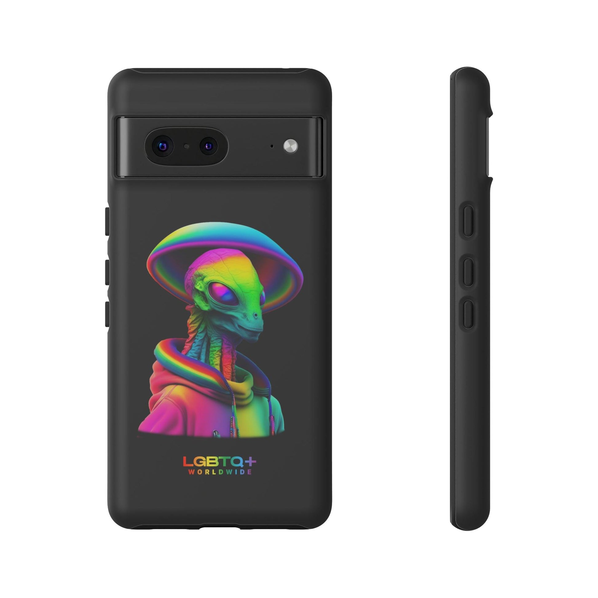 LGBTQWorldwide - ,,GLÜCKLICHES ALIEN" Doppelgehäuse Handyhülle Accessories, Glossy, iPhone Cases, Matte, Phone accessory, Phone Cases, Samsung Cases, tough, Valentine's Day Picks lgbtq Bekleidung Accessoires unisex Zubehör