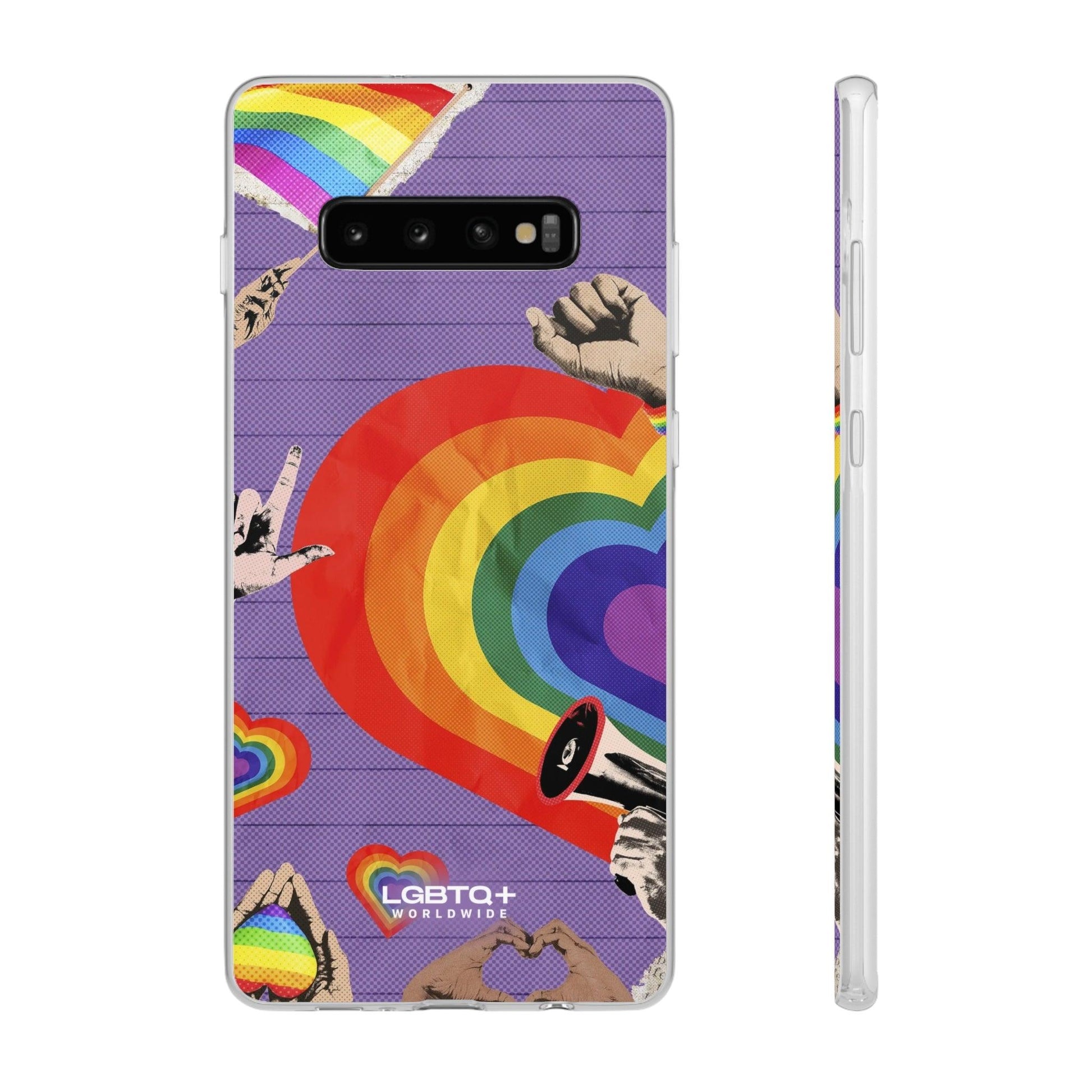 LGBTQWorldwide - ,,REGENBOGEN HERZ" Flexible Handyhülle Accessories, Case, iPhone, iPhone Cases, Phone accessory, Phone Cases, Samsung Cases, silikon, Valentine's Day promotion lgbtq Bekleidung Accessoires unisex Zubehör