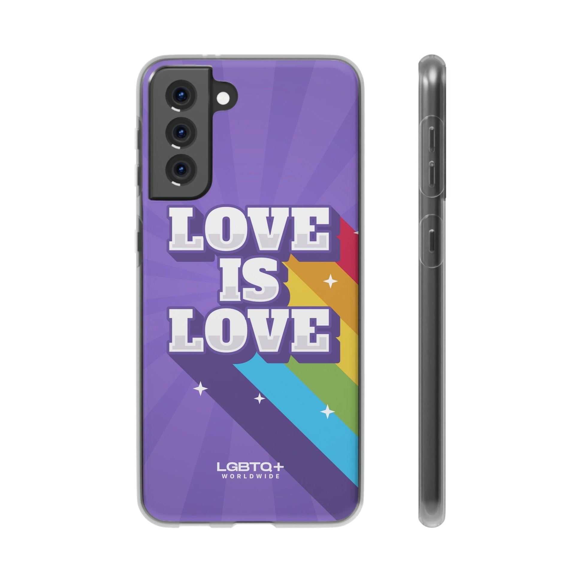 LGBTQWorldwide - ,,LOVE IS LOVE" Flexible Handyhülle Accessories, Case, iPhone, iPhone Cases, Phone accessory, Phone Cases, Samsung Cases, silikon, Valentine's Day promotion lgbtq Bekleidung Accessoires unisex Zubehör