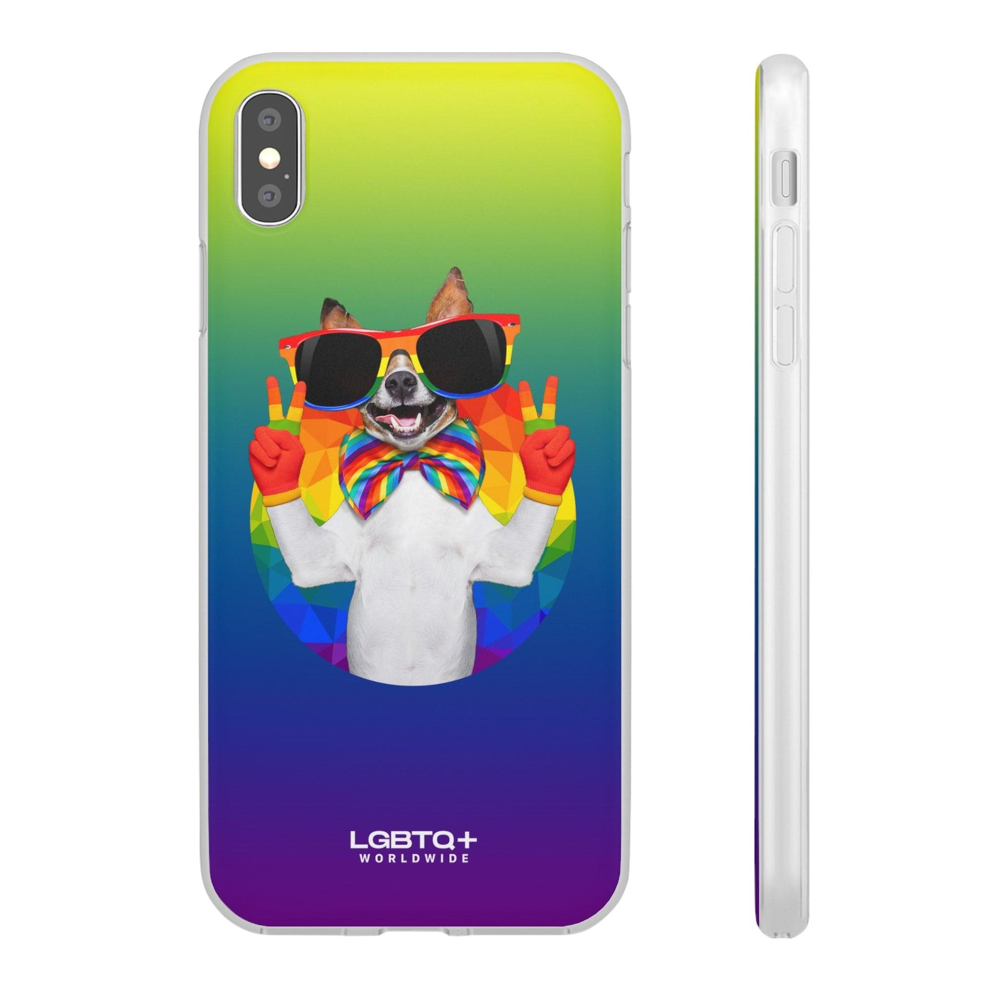 LGBTQWorldwide - ,,GLÜCKLICHER HUND" Flexible Handyhülle Accessories, Case, iPhone, iPhone Cases, Phone accessory, Phone Cases, Samsung Cases, silikon, Valentine's Day promotion lgbtq Bekleidung Accessoires unisex Zubehör