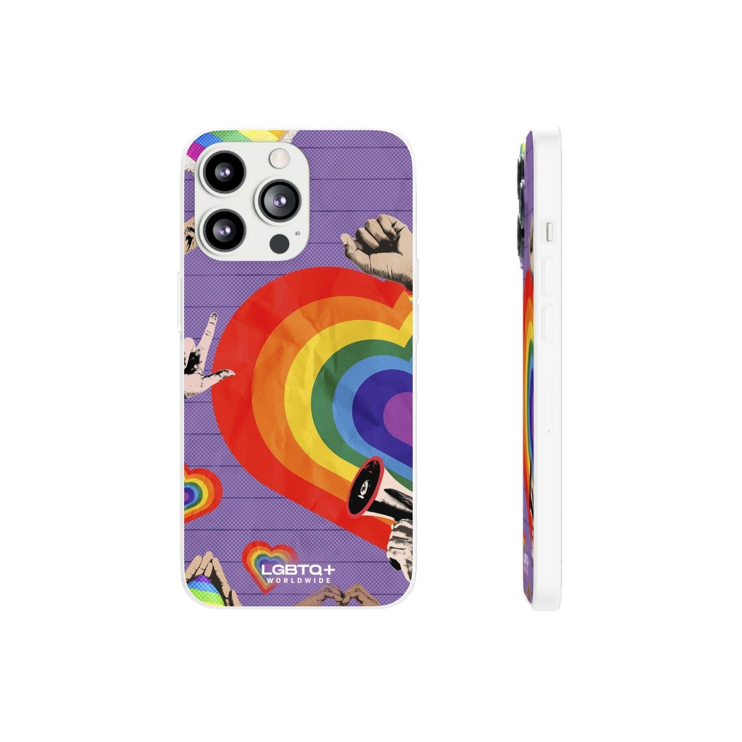 LGBTQWorldwide - ,,REGENBOGEN HERZ" Flexible Handyhülle Accessories, Case, iPhone, iPhone Cases, Phone accessory, Phone Cases, Samsung Cases, silikon, Valentine's Day promotion lgbtq Bekleidung Accessoires unisex Zubehör