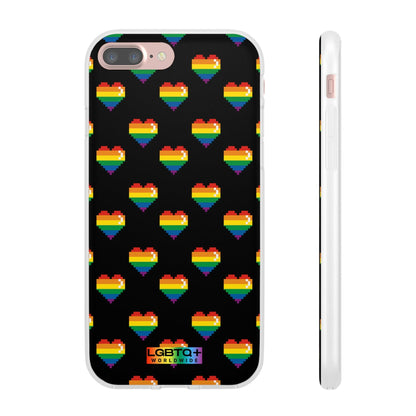 LGBTQWorldwide - ,,RETRO HERZ" Flexible Handyhülle Accessories, Case, iPhone, iPhone Cases, Phone accessory, Phone Cases, Samsung Cases, silikon, Valentine's Day promotion lgbtq Bekleidung Accessoires unisex Zubehör