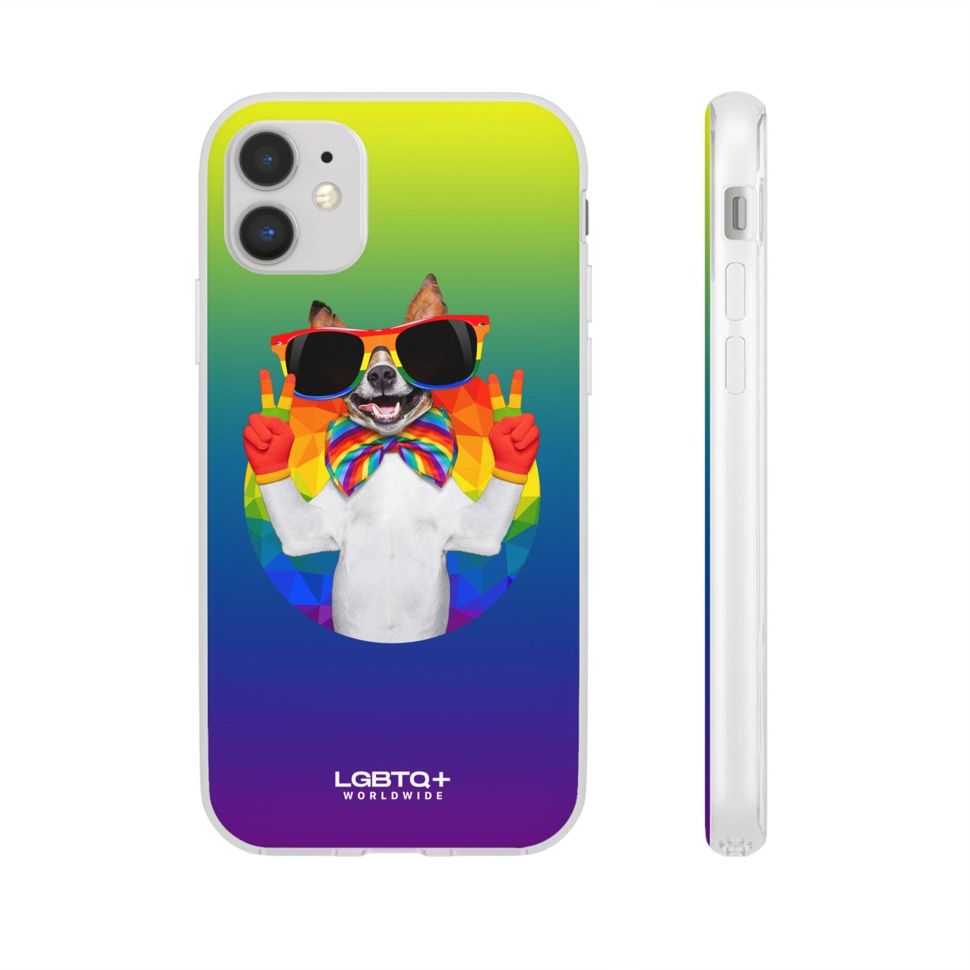 LGBTQWorldwide - ,,GLÜCKLICHER HUND" Flexible Handyhülle Accessories, Case, iPhone, iPhone Cases, Phone accessory, Phone Cases, Samsung Cases, silikon, Valentine's Day promotion lgbtq Bekleidung Accessoires unisex Zubehör