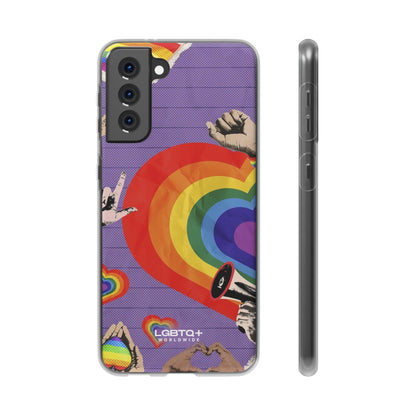 LGBTQWorldwide - ,,REGENBOGEN HERZ" Flexible Handyhülle Accessories, Case, iPhone, iPhone Cases, Phone accessory, Phone Cases, Samsung Cases, silikon, Valentine's Day promotion lgbtq Bekleidung Accessoires unisex Zubehör