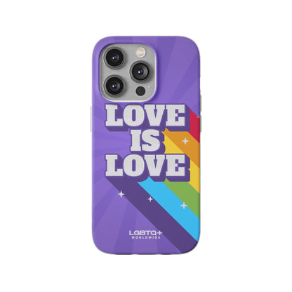 LGBTQWorldwide - ,,LOVE IS LOVE" Flexible Handyhülle Accessories, Case, iPhone, iPhone Cases, Phone accessory, Phone Cases, Samsung Cases, silikon, Valentine's Day promotion lgbtq Bekleidung Accessoires unisex Zubehör