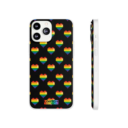 LGBTQWorldwide - ,,RETRO HERZ" Flexible Handyhülle Accessories, Case, iPhone, iPhone Cases, Phone accessory, Phone Cases, Samsung Cases, silikon, Valentine's Day promotion lgbtq Bekleidung Accessoires unisex Zubehör