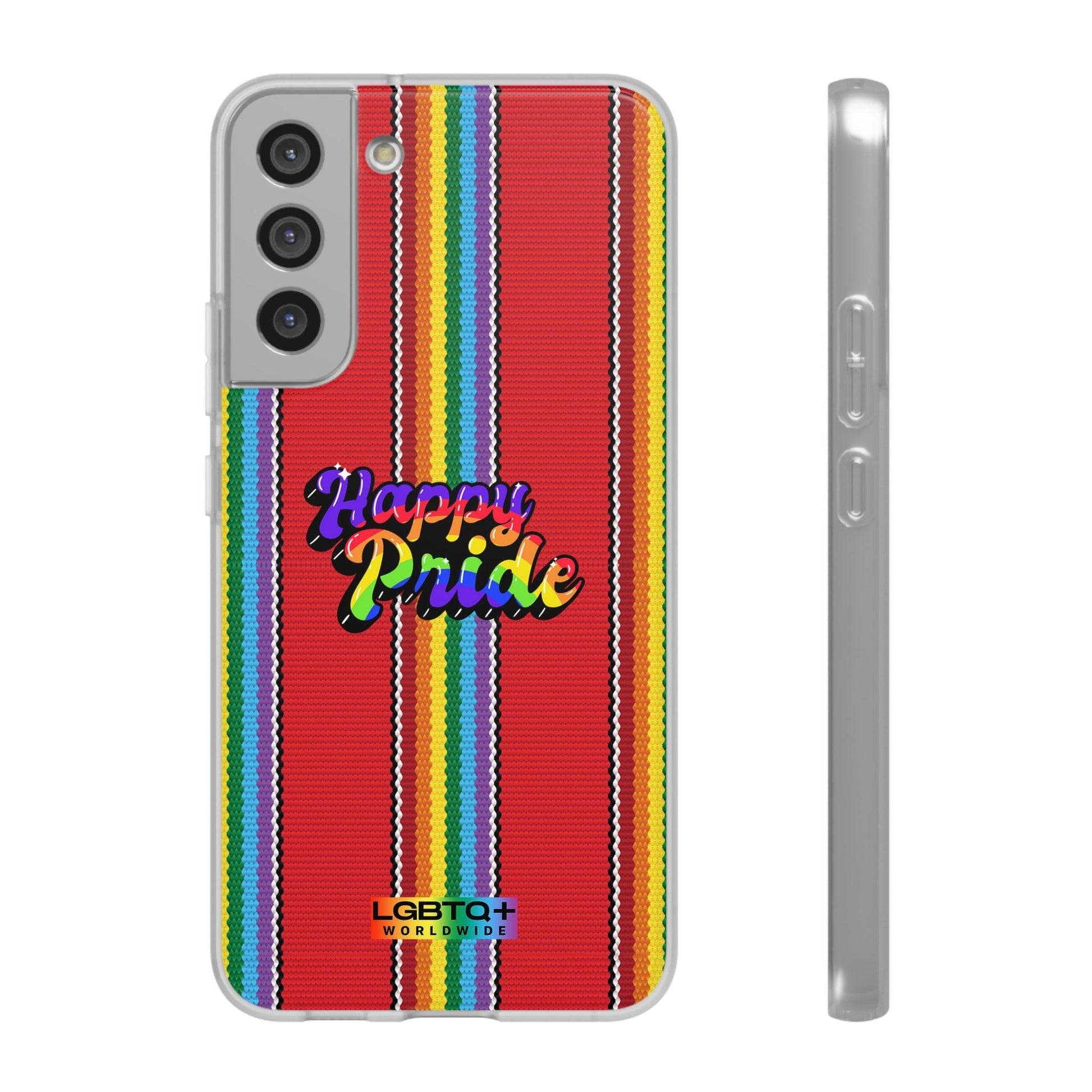 LGBTQWorldwide - ,,HAPPY PRIDE" Flexible Handyhülle Accessories, Case, iPhone, iPhone Cases, Phone accessory, Phone Cases, Samsung Cases, silikon, Valentine's Day promotion lgbtq Bekleidung Accessoires unisex Zubehör