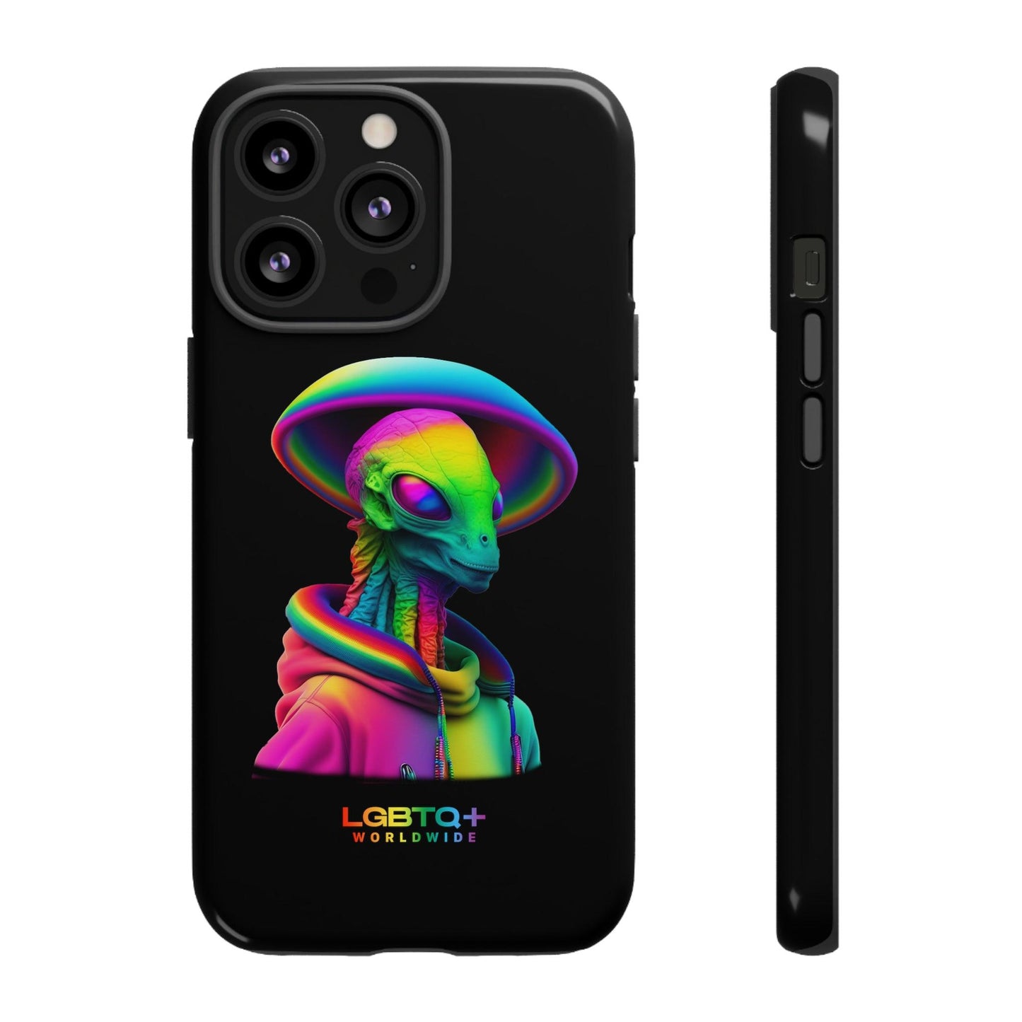 LGBTQWorldwide - ,,GLÜCKLICHES ALIEN" Doppelgehäuse Handyhülle Accessories, Glossy, iPhone Cases, Matte, Phone accessory, Phone Cases, Samsung Cases, tough, Valentine's Day Picks lgbtq Bekleidung Accessoires unisex Zubehör