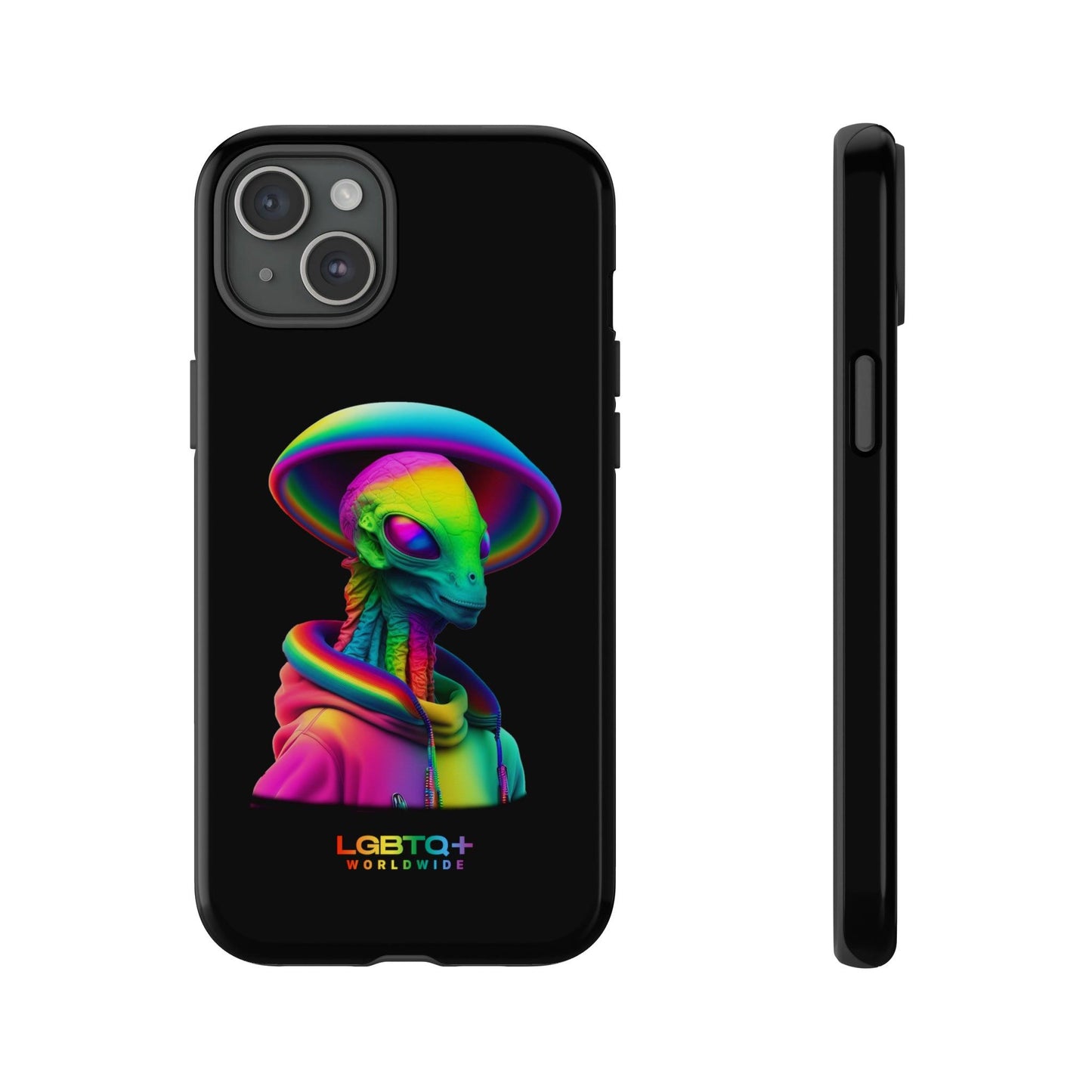 LGBTQWorldwide - ,,GLÜCKLICHES ALIEN" Doppelgehäuse Handyhülle Accessories, Glossy, iPhone Cases, Matte, Phone accessory, Phone Cases, Samsung Cases, tough, Valentine's Day Picks lgbtq Bekleidung Accessoires unisex Zubehör