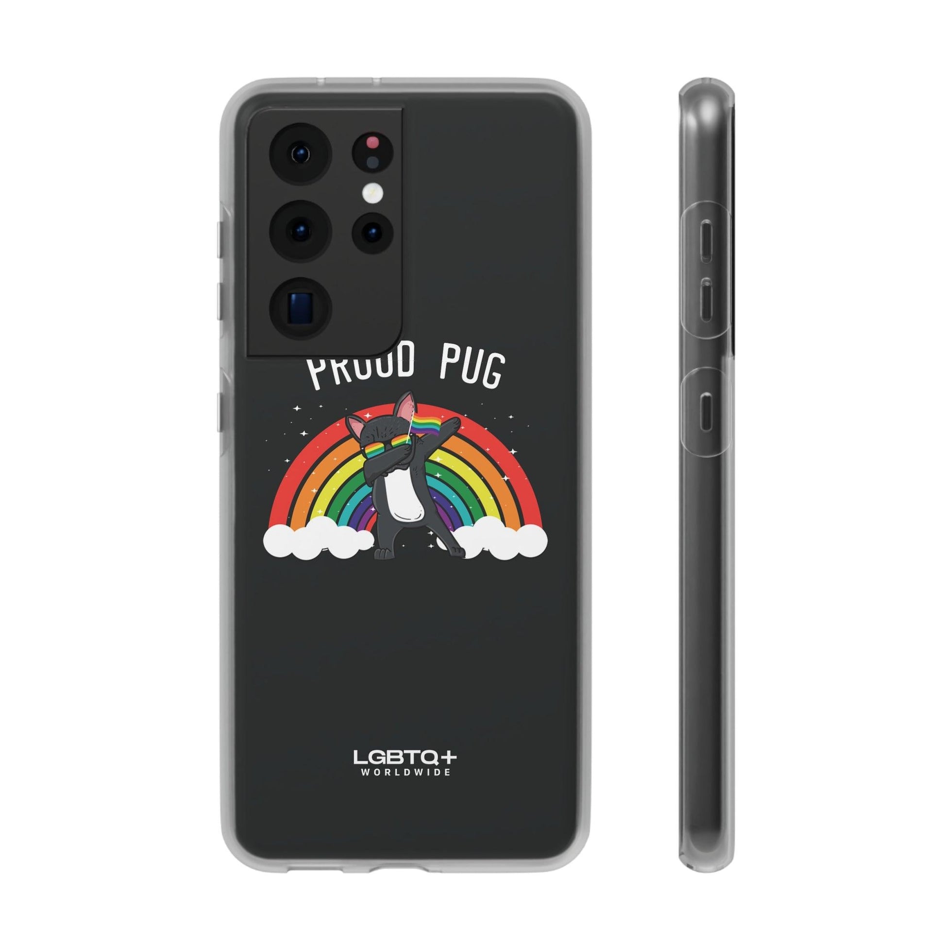 LGBTQWorldwide - ,,PROUD PUG" Flexible Handyhülle Accessories, Case, iPhone, iPhone Cases, Phone accessory, Phone Cases, Samsung Cases, silikon, Valentine's Day promotion lgbtq Bekleidung Accessoires unisex Zubehör