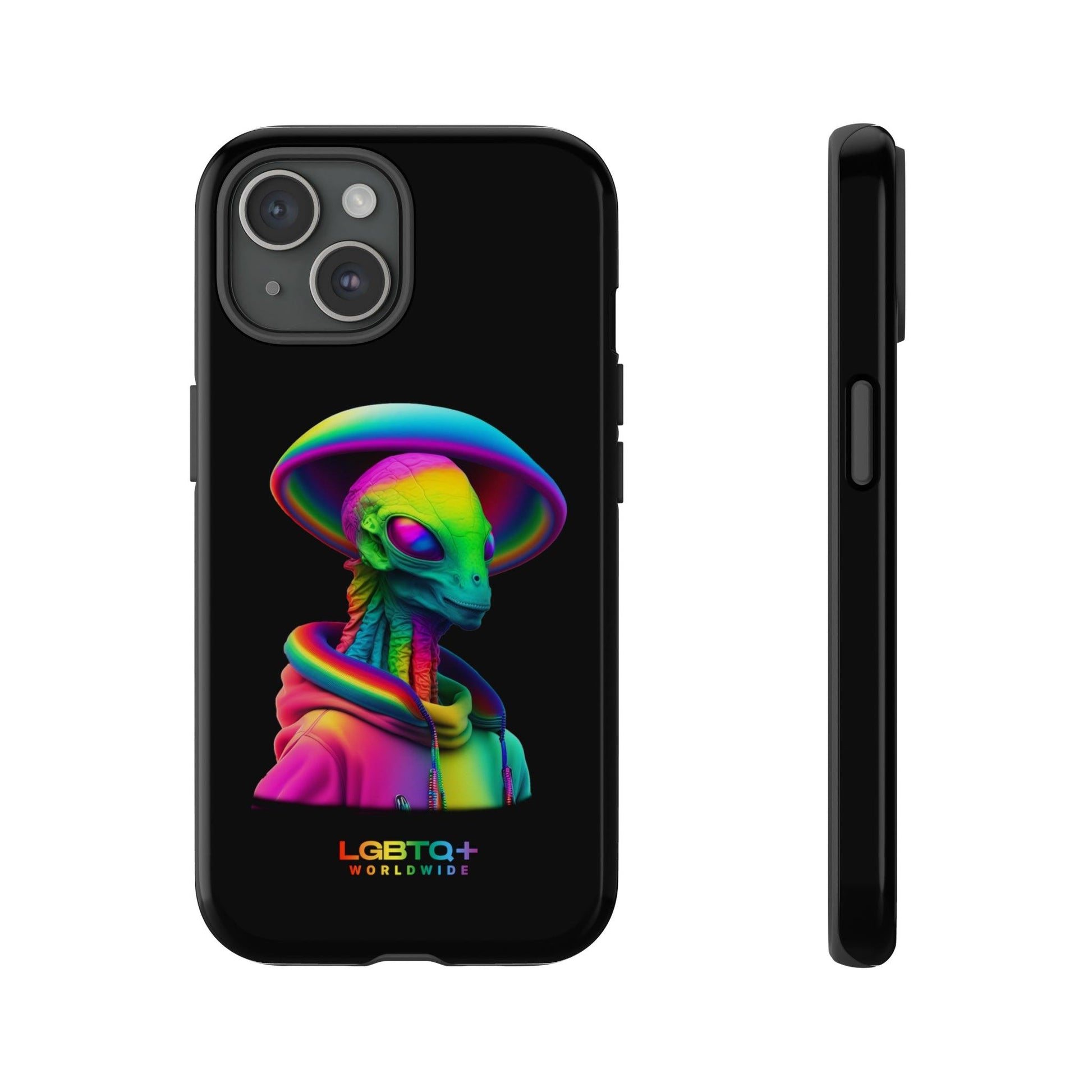 LGBTQWorldwide - ,,GLÜCKLICHES ALIEN" Doppelgehäuse Handyhülle Accessories, Glossy, iPhone Cases, Matte, Phone accessory, Phone Cases, Samsung Cases, tough, Valentine's Day Picks lgbtq Bekleidung Accessoires unisex Zubehör