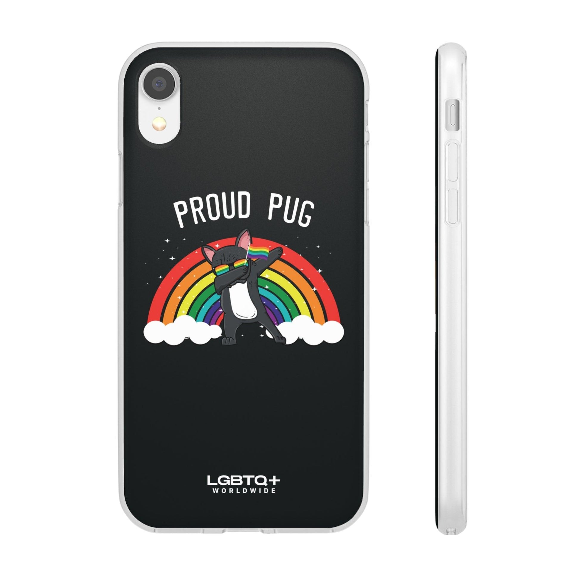 LGBTQWorldwide - ,,PROUD PUG" Flexible Handyhülle Accessories, Case, iPhone, iPhone Cases, Phone accessory, Phone Cases, Samsung Cases, silikon, Valentine's Day promotion lgbtq Bekleidung Accessoires unisex Zubehör