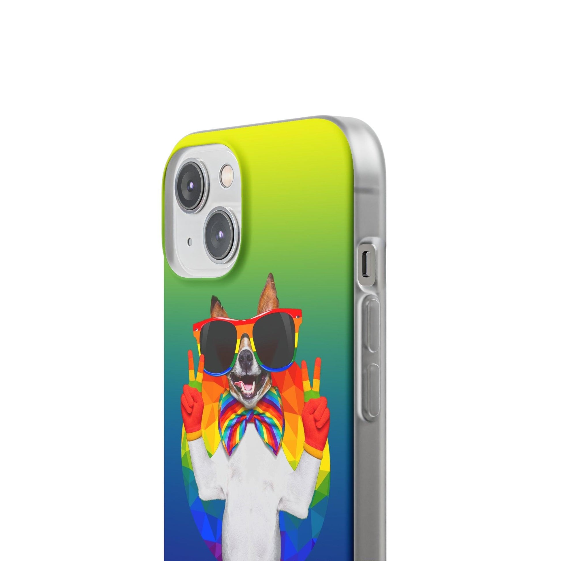 LGBTQWorldwide - ,,GLÜCKLICHER HUND" Flexible Handyhülle Accessories, Case, iPhone, iPhone Cases, Phone accessory, Phone Cases, Samsung Cases, silikon, Valentine's Day promotion lgbtq Bekleidung Accessoires unisex Zubehör