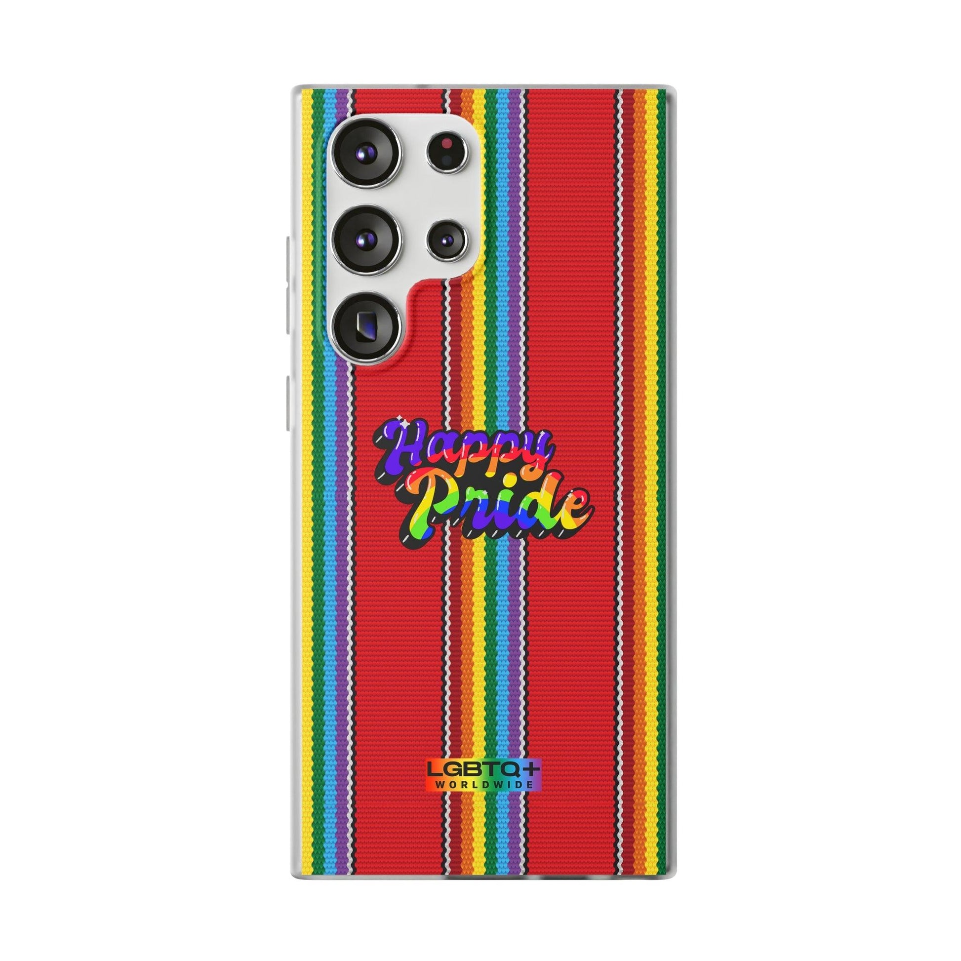 LGBTQWorldwide - ,,HAPPY PRIDE" Flexible Handyhülle Accessories, Case, iPhone, iPhone Cases, Phone accessory, Phone Cases, Samsung Cases, silikon, Valentine's Day promotion lgbtq Bekleidung Accessoires unisex Zubehör