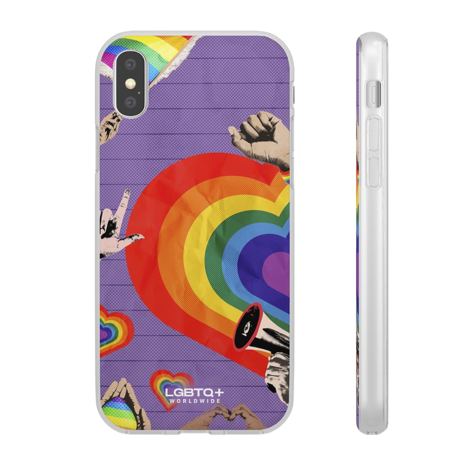 LGBTQWorldwide - ,,REGENBOGEN HERZ" Flexible Handyhülle Accessories, Case, iPhone, iPhone Cases, Phone accessory, Phone Cases, Samsung Cases, silikon, Valentine's Day promotion lgbtq Bekleidung Accessoires unisex Zubehör