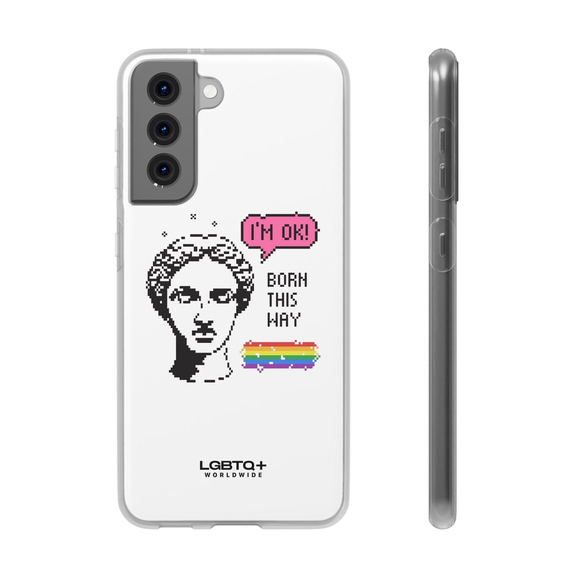 LGBTQWorldwide - ,,BORN THIS WAY" Flexible Handyhülle Accessories, Case, iPhone, iPhone Cases, Phone accessory, Phone Cases, Samsung Cases, silikon, Valentine's Day promotion lgbtq Bekleidung Accessoires unisex Zubehör