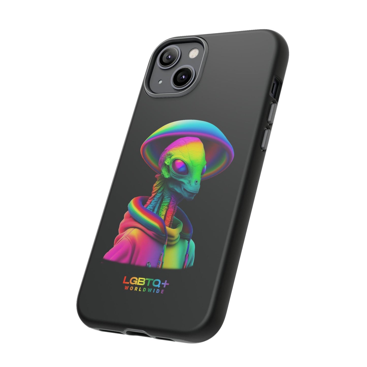 LGBTQWorldwide - ,,GLÜCKLICHES ALIEN" Doppelgehäuse Handyhülle Accessories, Glossy, iPhone Cases, Matte, Phone accessory, Phone Cases, Samsung Cases, tough, Valentine's Day Picks lgbtq Bekleidung Accessoires unisex Zubehör