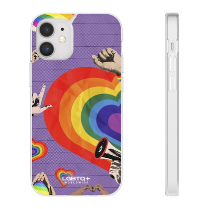 LGBTQWorldwide - ,,REGENBOGEN HERZ" Flexible Handyhülle Accessories, Case, iPhone, iPhone Cases, Phone accessory, Phone Cases, Samsung Cases, silikon, Valentine's Day promotion lgbtq Bekleidung Accessoires unisex Zubehör