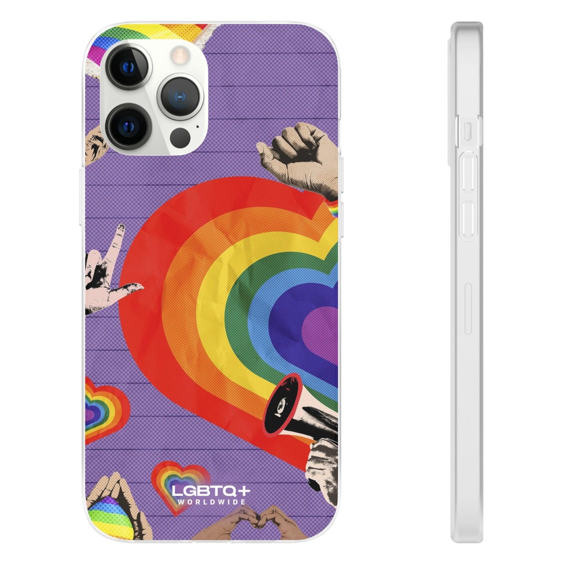 LGBTQWorldwide - ,,REGENBOGEN HERZ" Flexible Handyhülle Accessories, Case, iPhone, iPhone Cases, Phone accessory, Phone Cases, Samsung Cases, silikon, Valentine's Day promotion lgbtq Bekleidung Accessoires unisex Zubehör