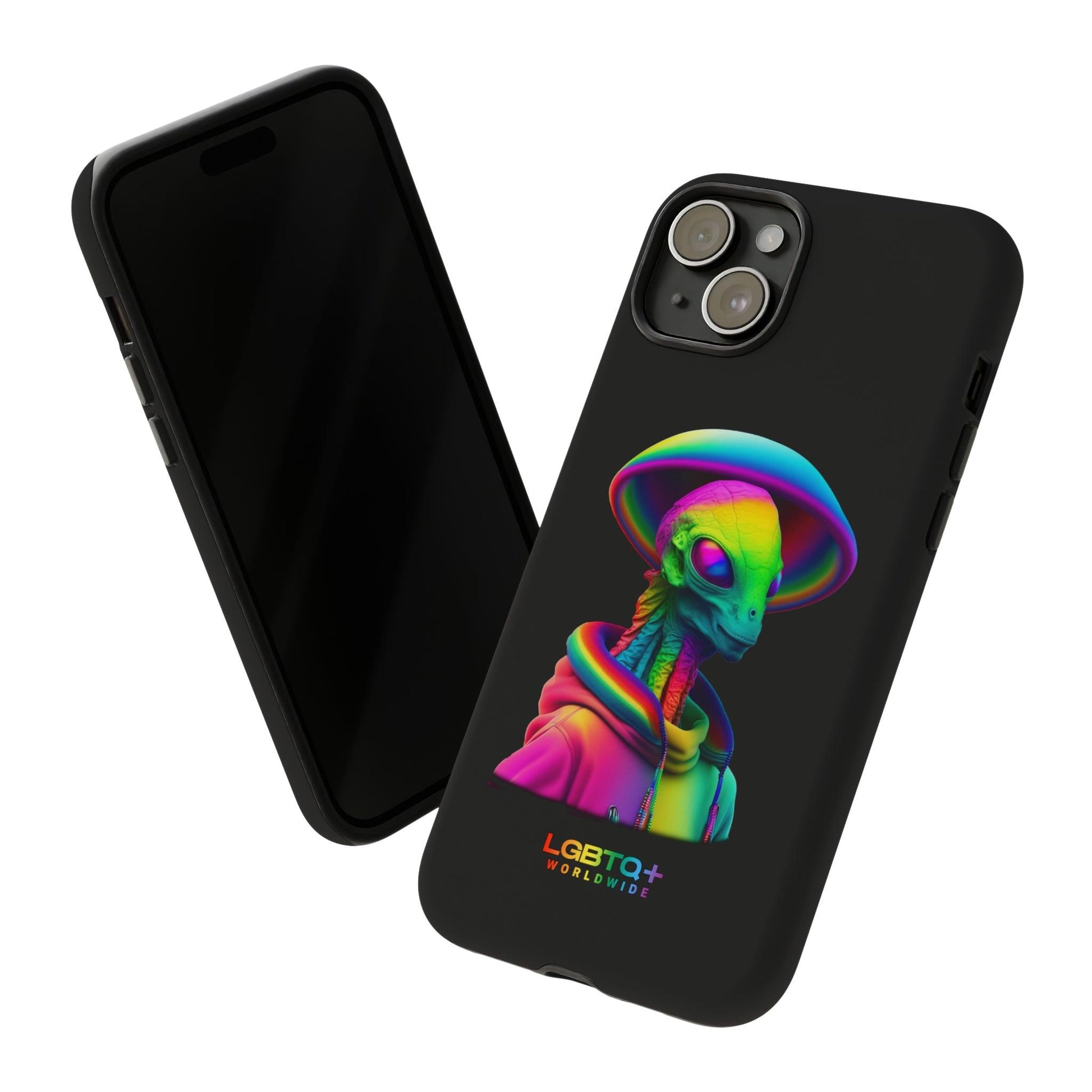 LGBTQWorldwide - ,,GLÜCKLICHES ALIEN" Doppelgehäuse Handyhülle Accessories, Glossy, iPhone Cases, Matte, Phone accessory, Phone Cases, Samsung Cases, tough, Valentine's Day Picks lgbtq Bekleidung Accessoires unisex Zubehör