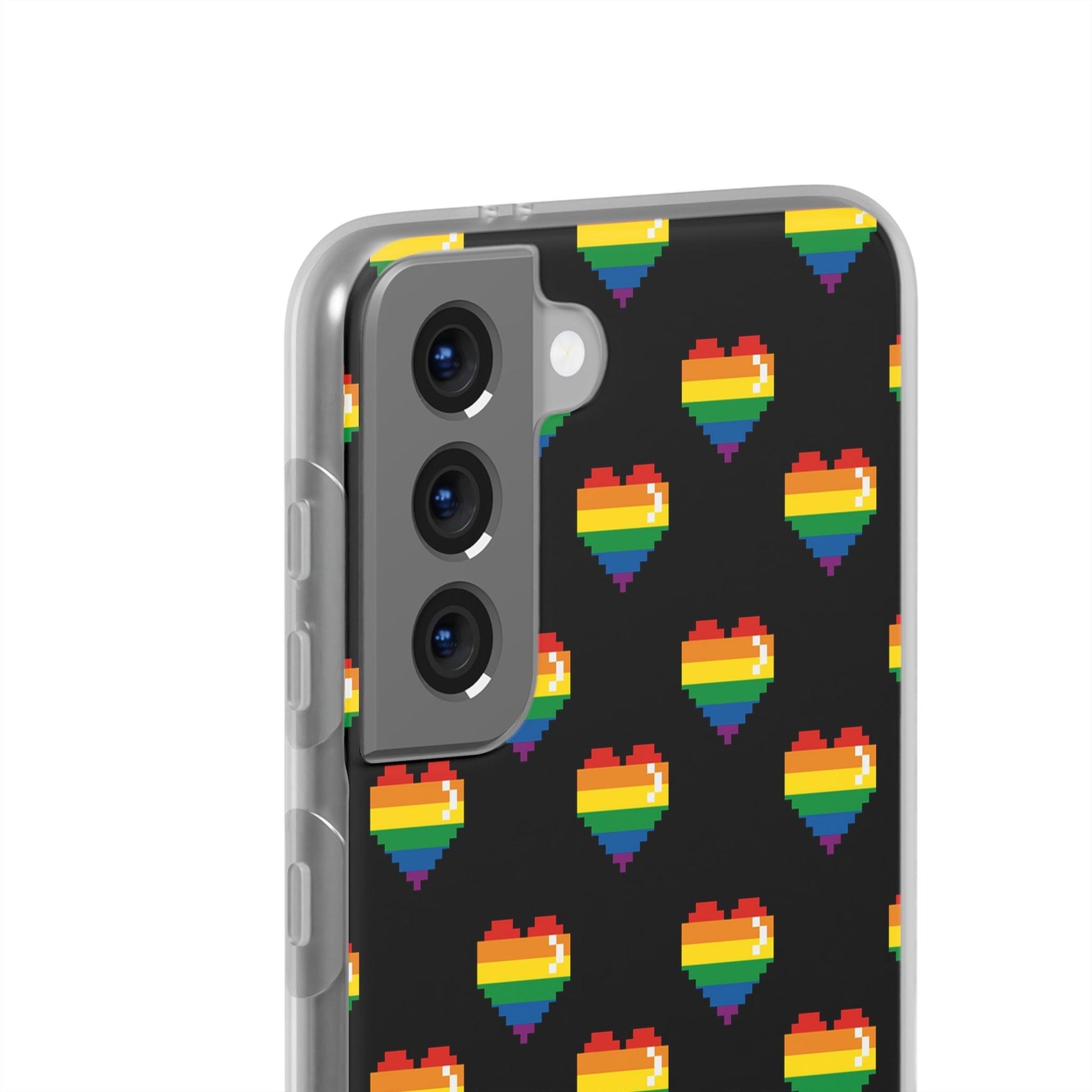 LGBTQWorldwide - ,,RETRO HERZ" Flexible Handyhülle Accessories, Case, iPhone, iPhone Cases, Phone accessory, Phone Cases, Samsung Cases, silikon, Valentine's Day promotion lgbtq Bekleidung Accessoires unisex Zubehör