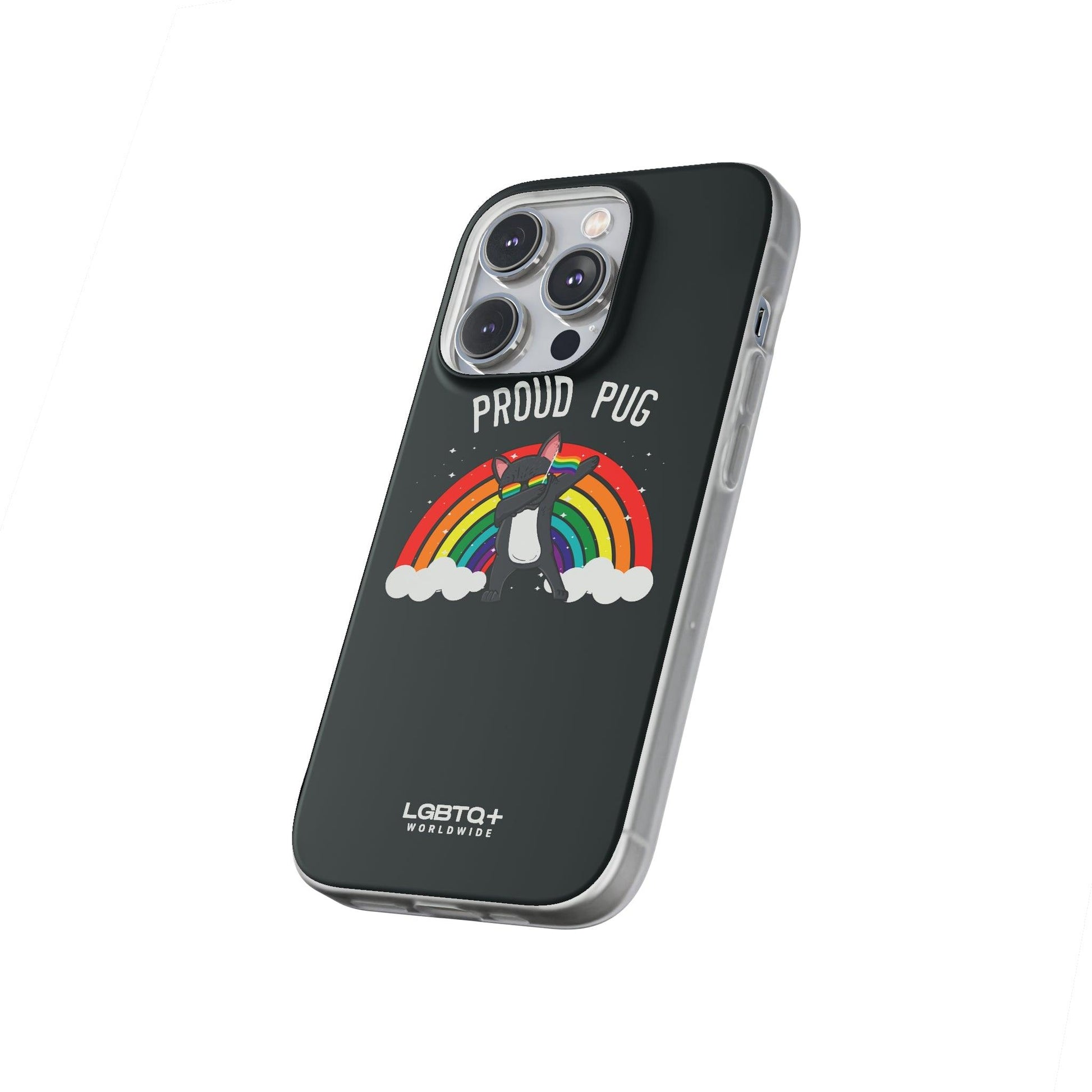 LGBTQWorldwide - ,,PROUD PUG" Flexible Handyhülle Accessories, Case, iPhone, iPhone Cases, Phone accessory, Phone Cases, Samsung Cases, silikon, Valentine's Day promotion lgbtq Bekleidung Accessoires unisex Zubehör