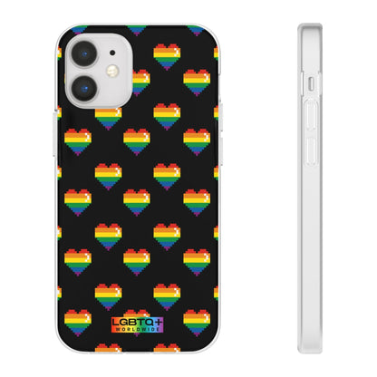 LGBTQWorldwide - ,,RETRO HERZ" Flexible Handyhülle Accessories, Case, iPhone, iPhone Cases, Phone accessory, Phone Cases, Samsung Cases, silikon, Valentine's Day promotion lgbtq Bekleidung Accessoires unisex Zubehör