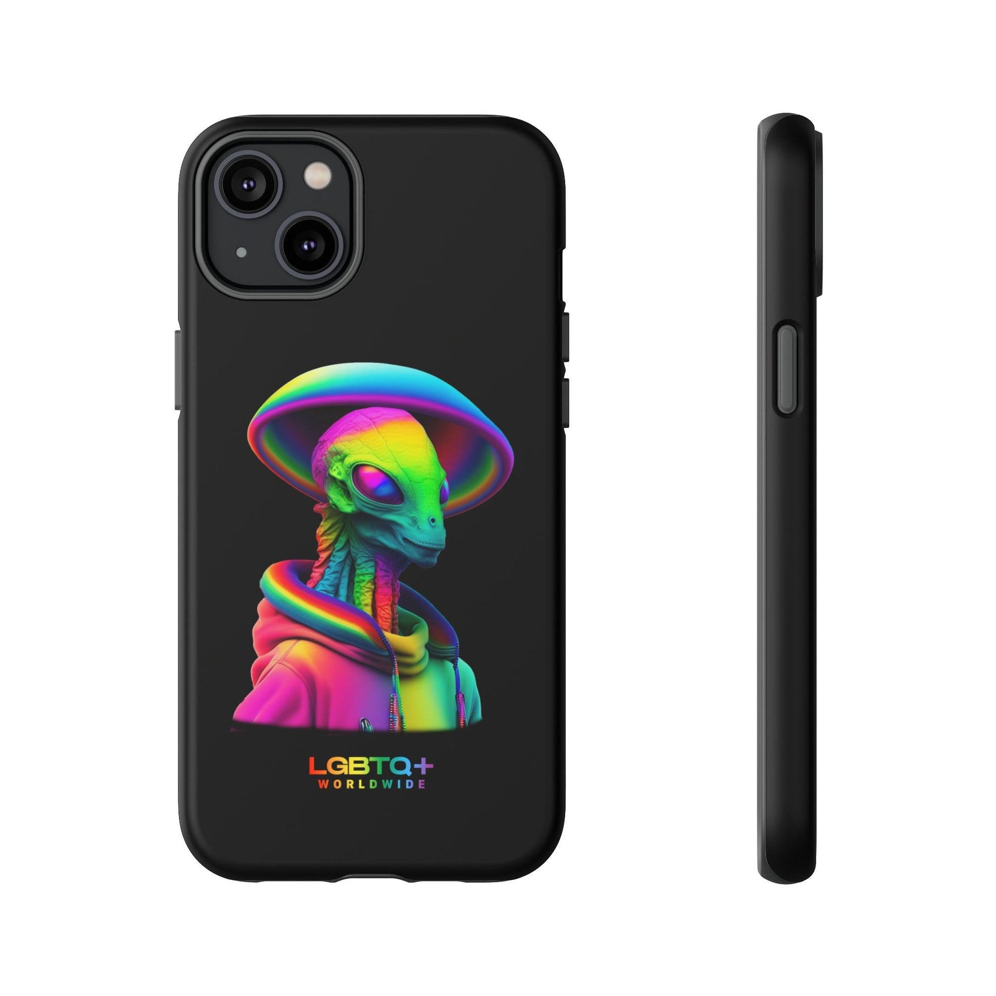 LGBTQWorldwide - ,,GLÜCKLICHES ALIEN" Doppelgehäuse Handyhülle Accessories, Glossy, iPhone Cases, Matte, Phone accessory, Phone Cases, Samsung Cases, tough, Valentine's Day Picks lgbtq Bekleidung Accessoires unisex Zubehör