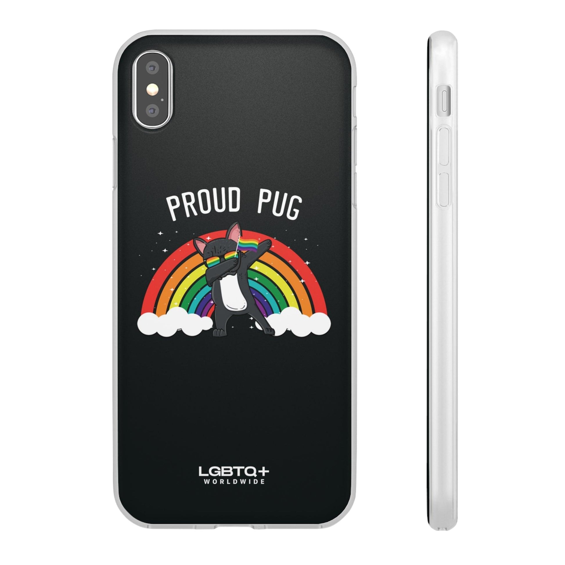 LGBTQWorldwide - ,,PROUD PUG" Flexible Handyhülle Accessories, Case, iPhone, iPhone Cases, Phone accessory, Phone Cases, Samsung Cases, silikon, Valentine's Day promotion lgbtq Bekleidung Accessoires unisex Zubehör